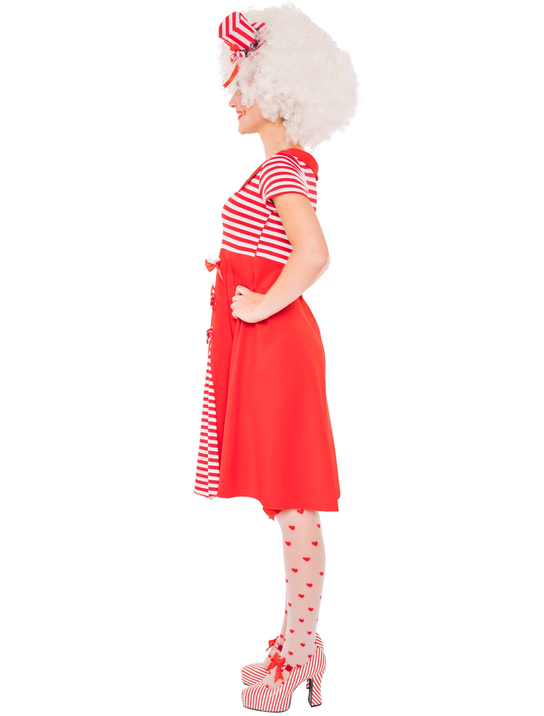 Kleid mit 3 Schleifen Damen rot/weiß S/M
