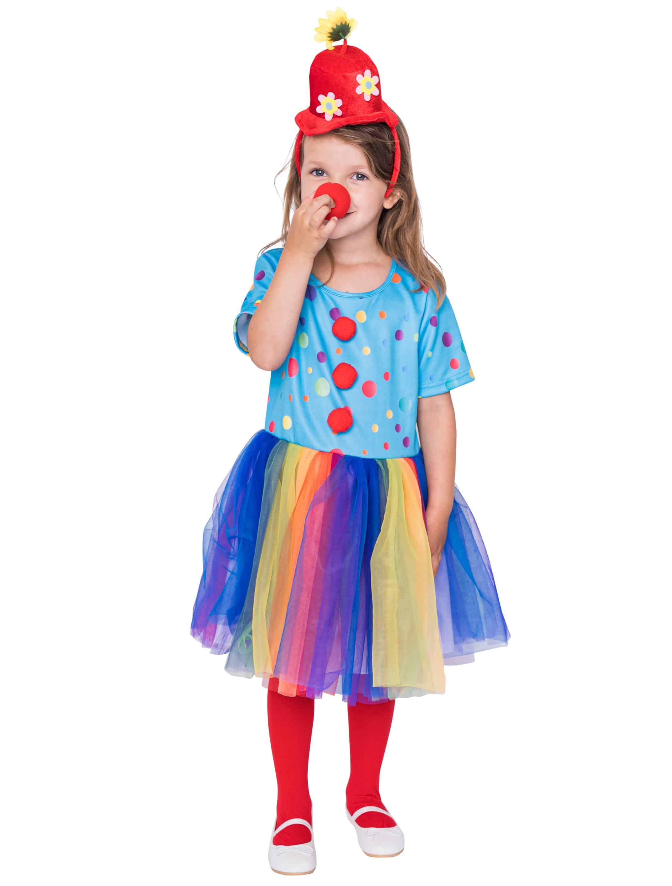 Kleid Regenbogen Clown Kinder bunt 128