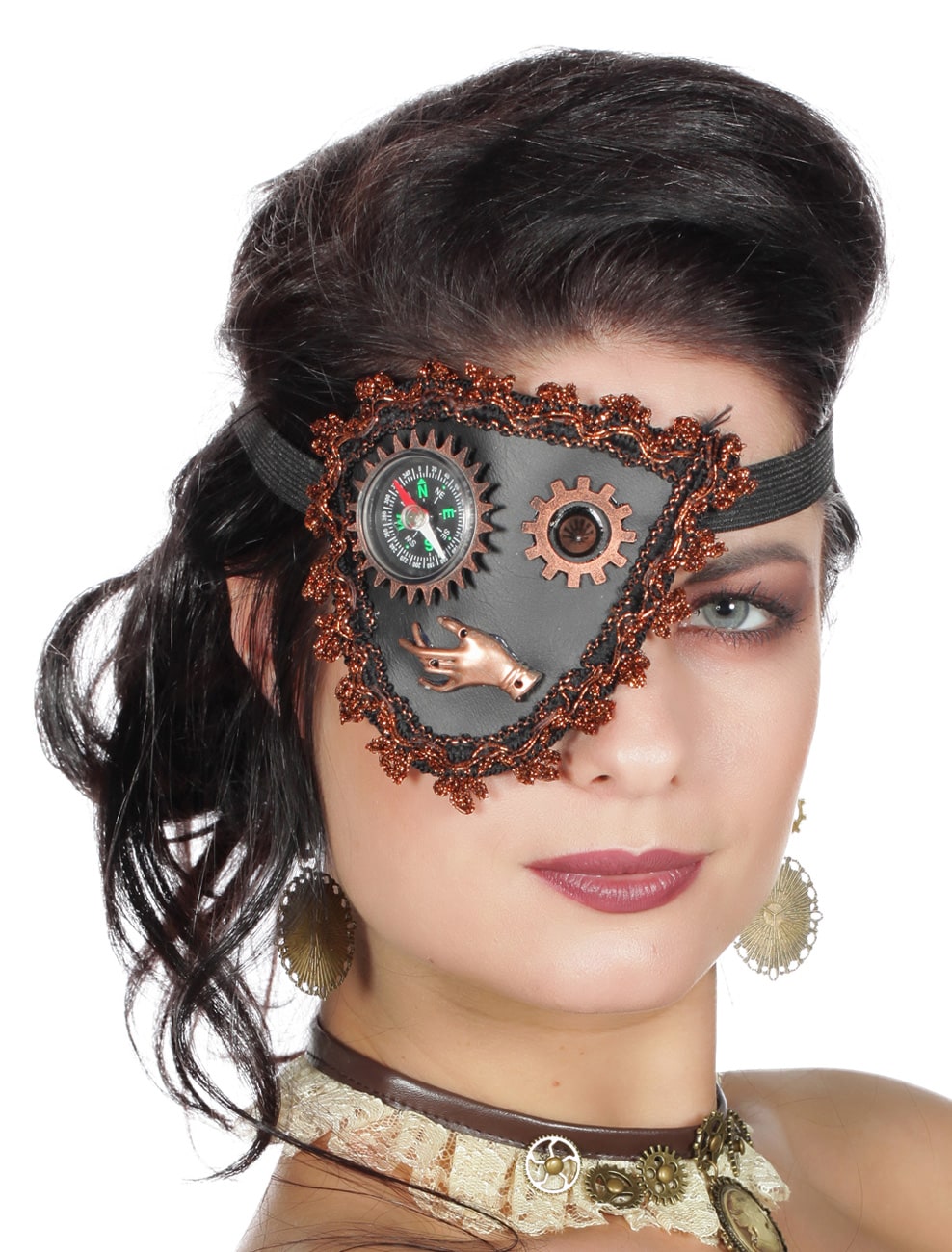 Augenklappe Steampunk Kompass