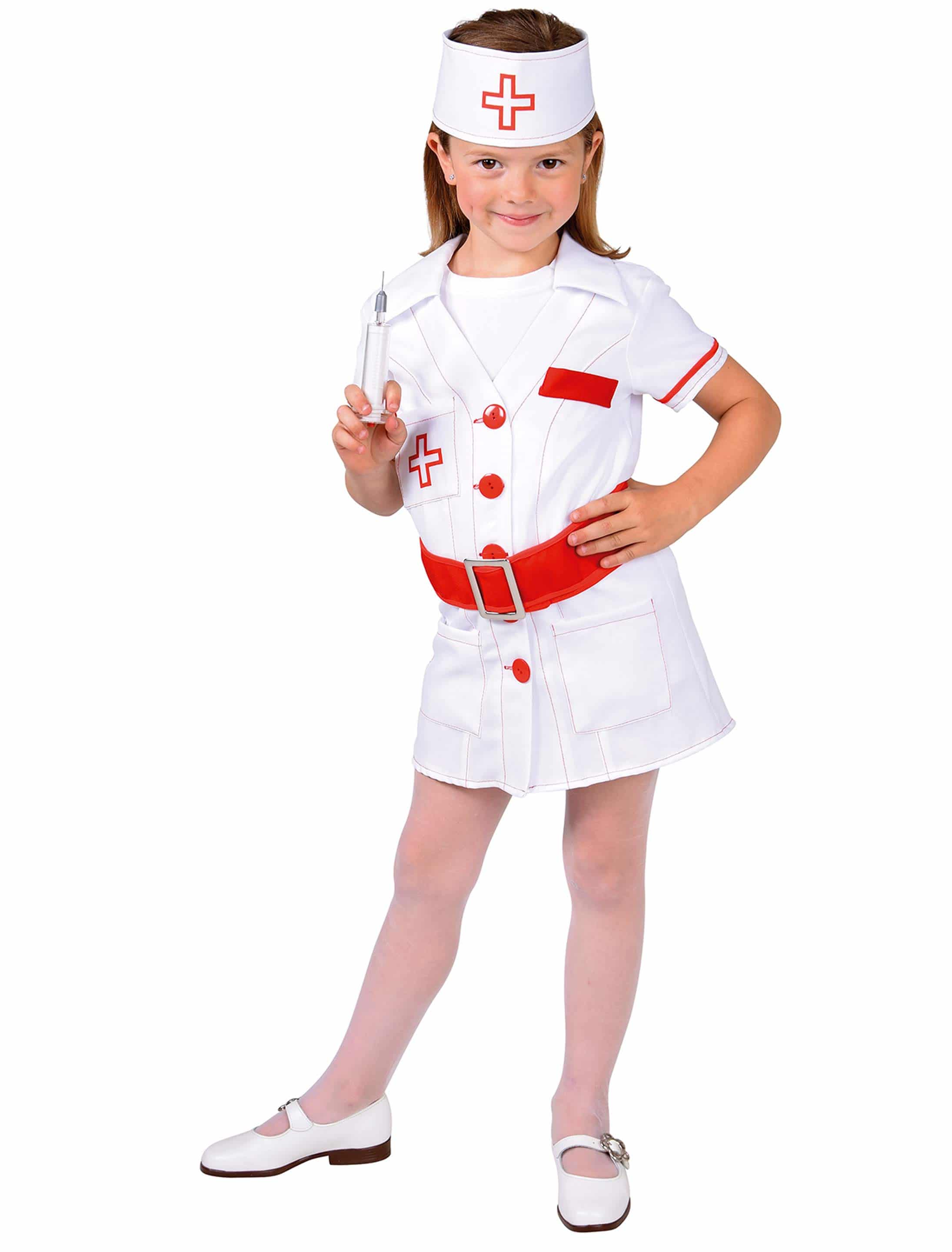 Kleid Krankenschwester Kinder 2-tlg. rot/weiß 128