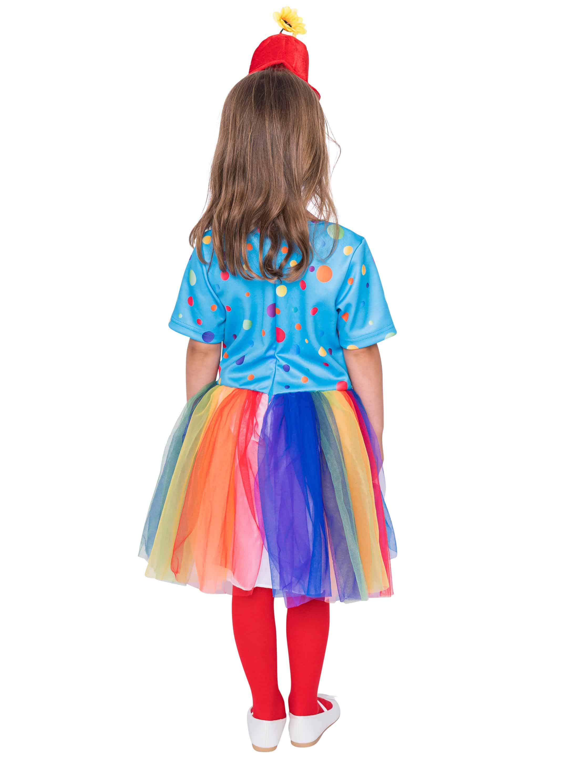 Kleid Regenbogen Clown Kinder bunt 128