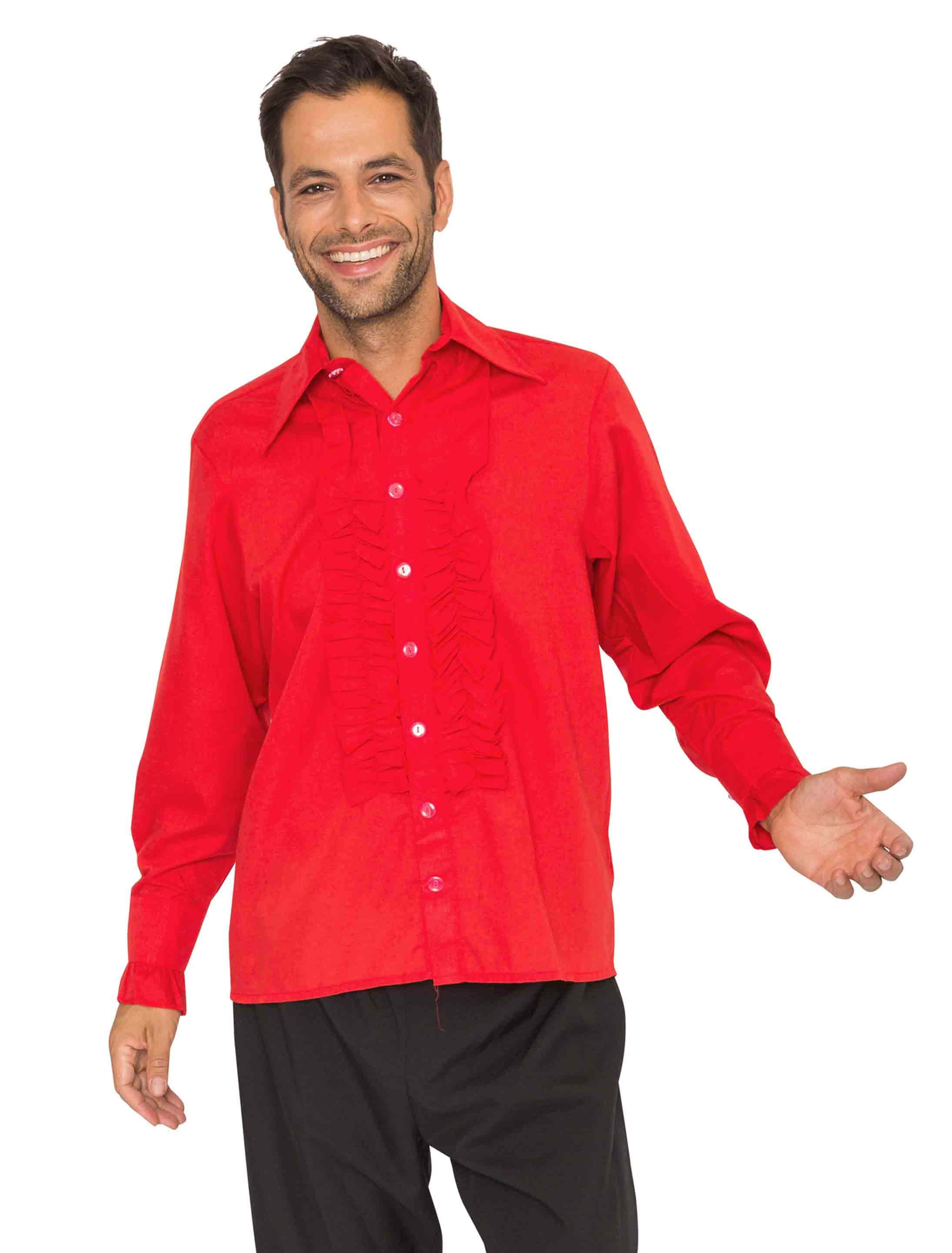 Rüschenhemd Herren Herren rot 2XL