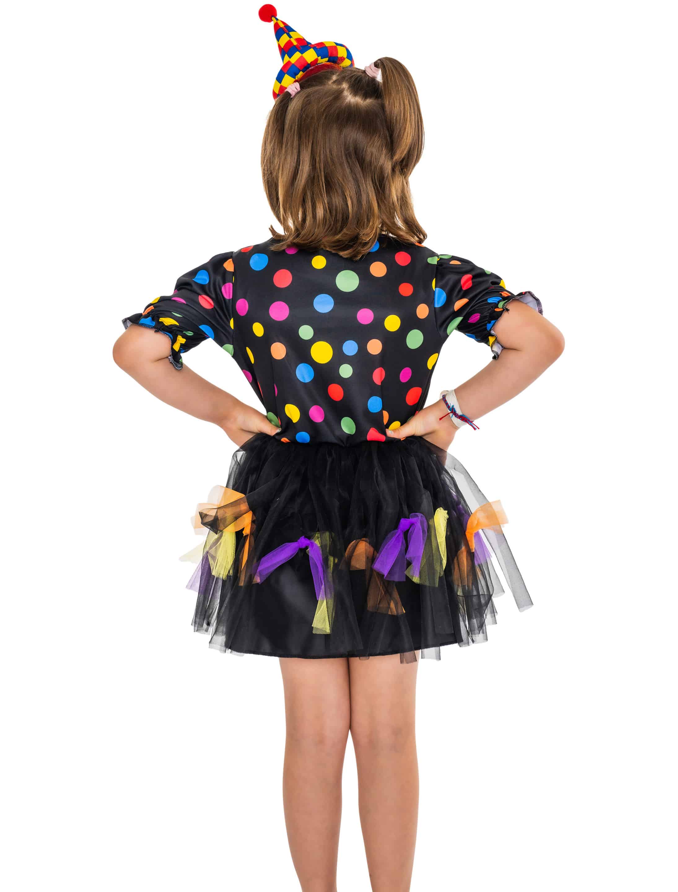 Kleid Hexe Kinder mit Punkten bunt schwarz 104