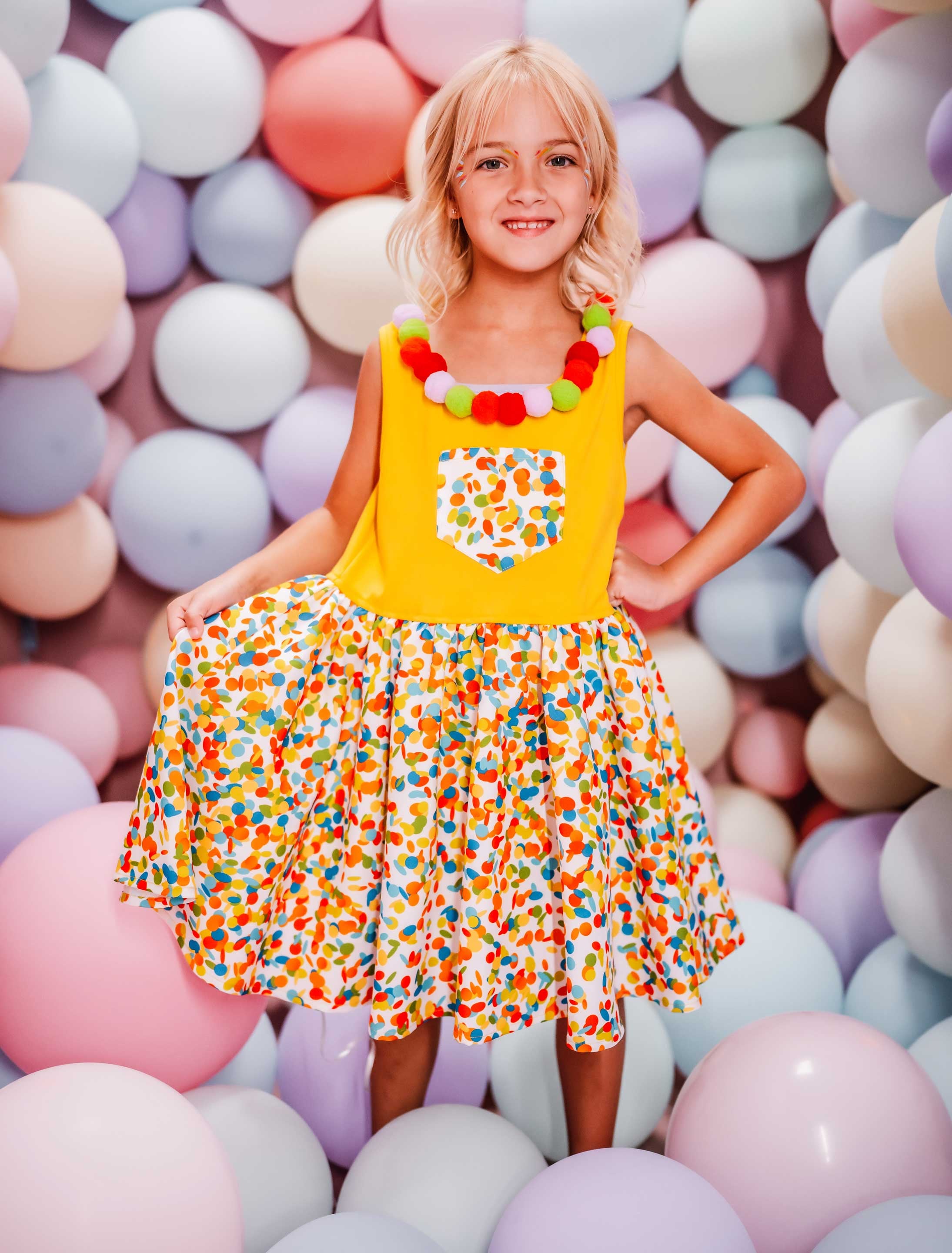 Kleid Konfetti Kinder bunt 128