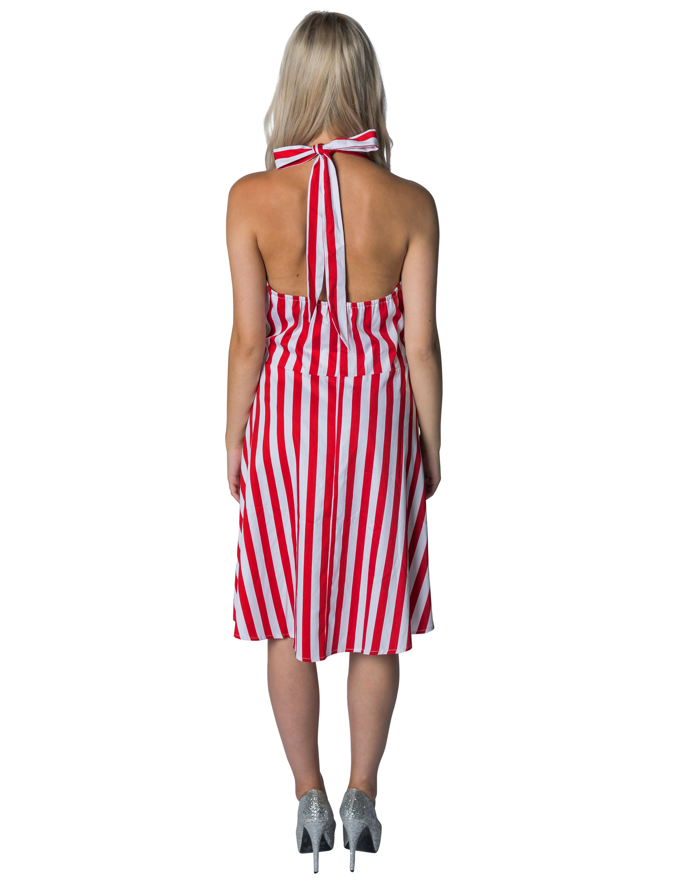 Kleid Popcorn Damen rot/weiß XL