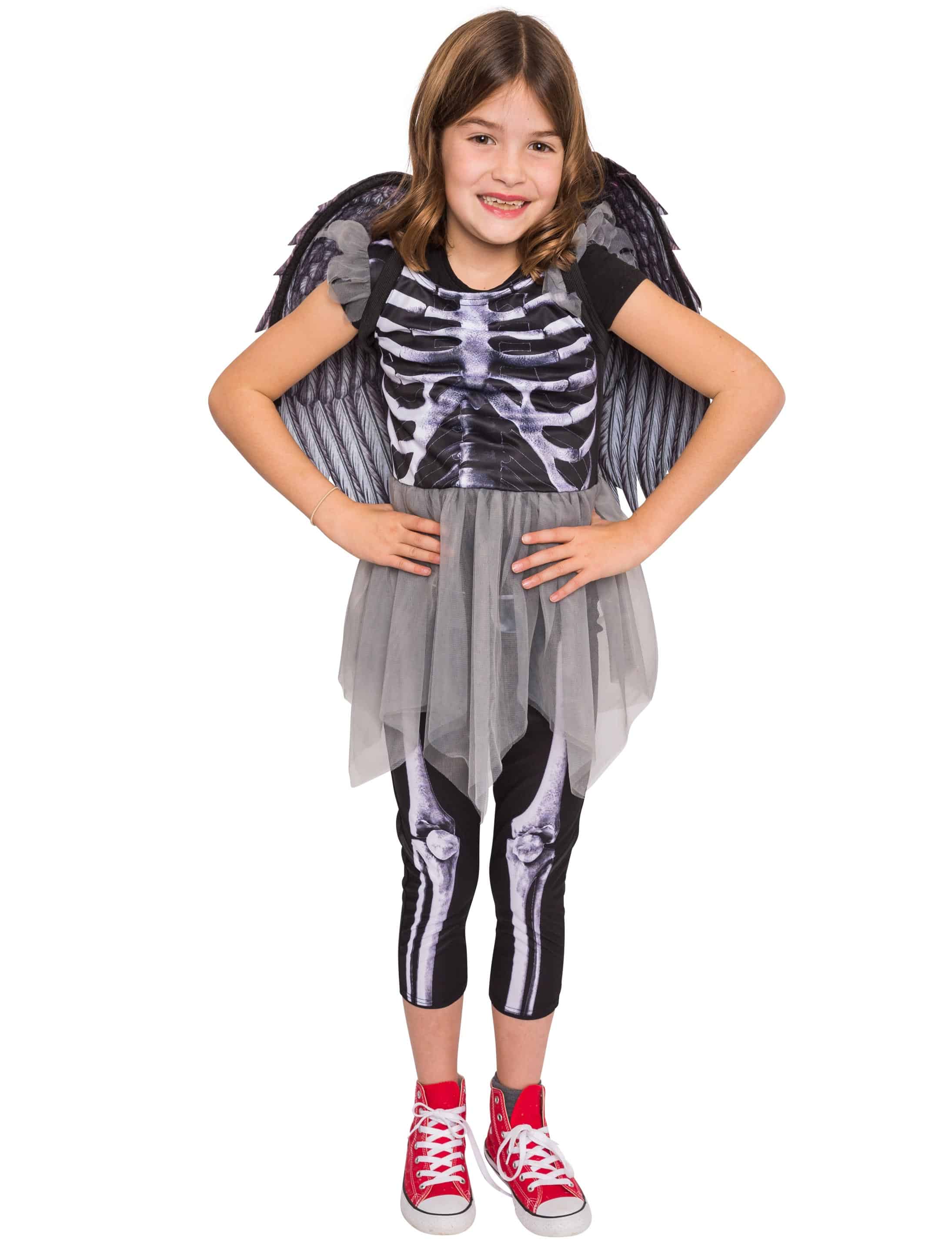 Kleid Skelett Kinder schwarz 9-10 Jahre