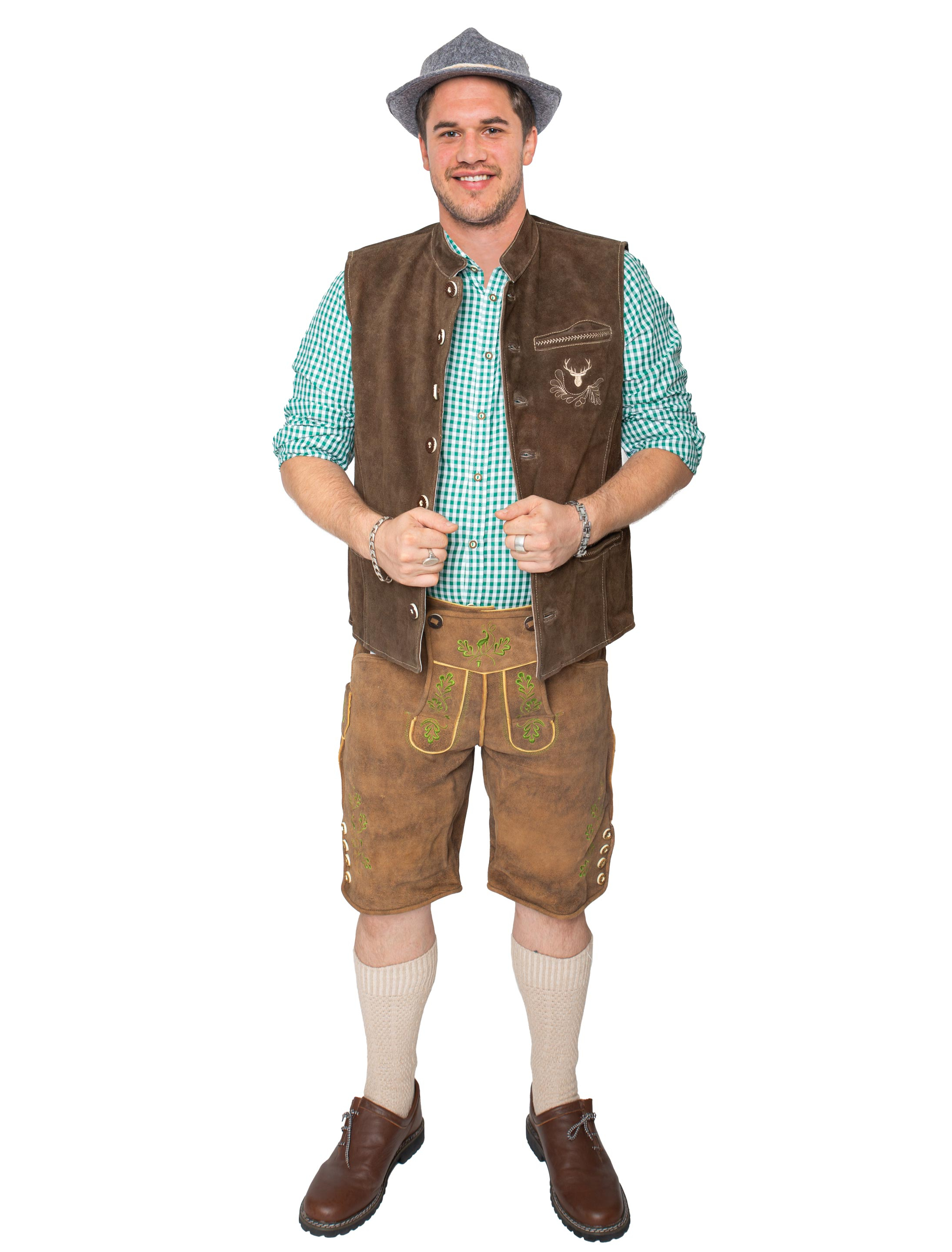 Lederweste Hirsch Herren dunkelbraun M