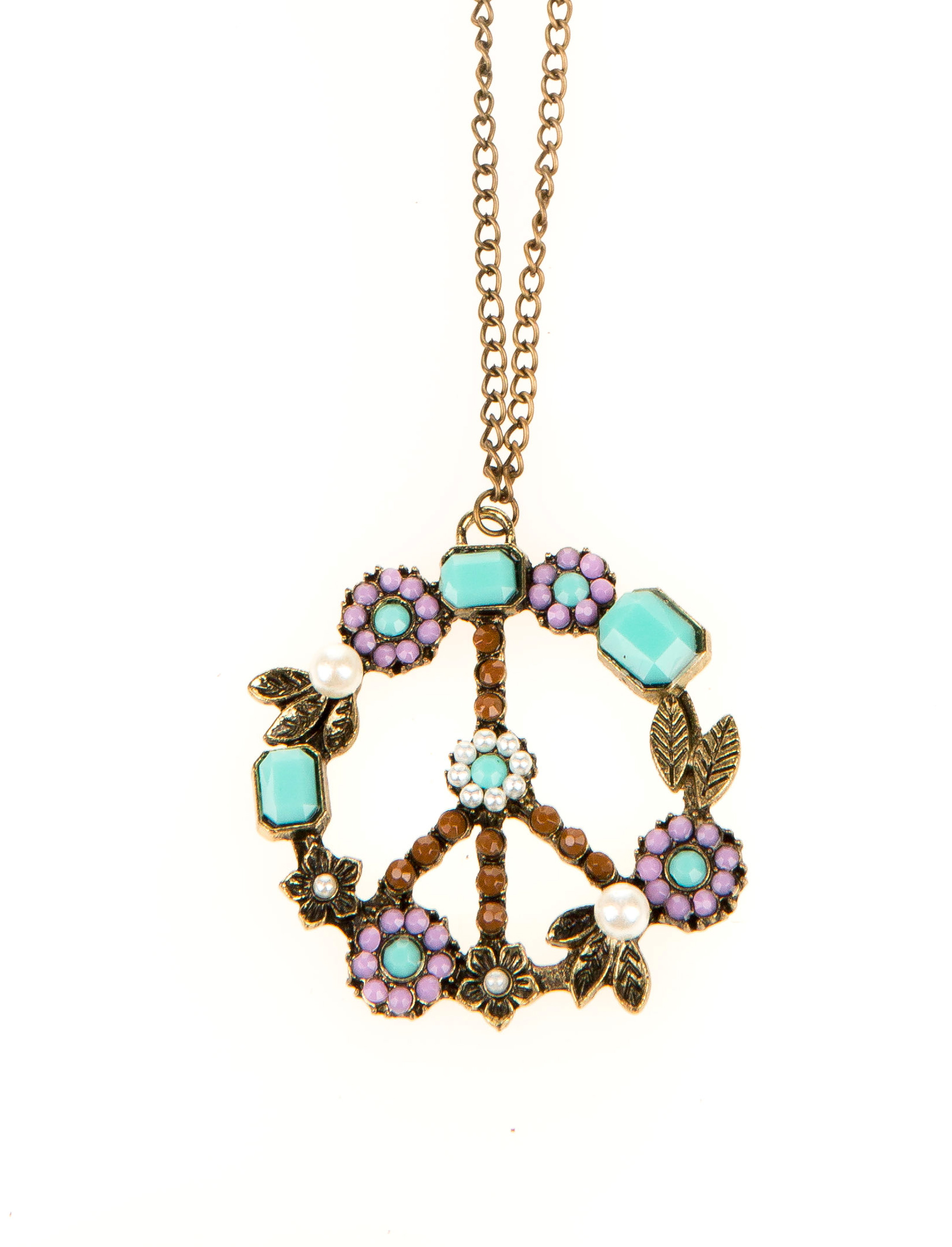 Halskette Peace mit Blumen