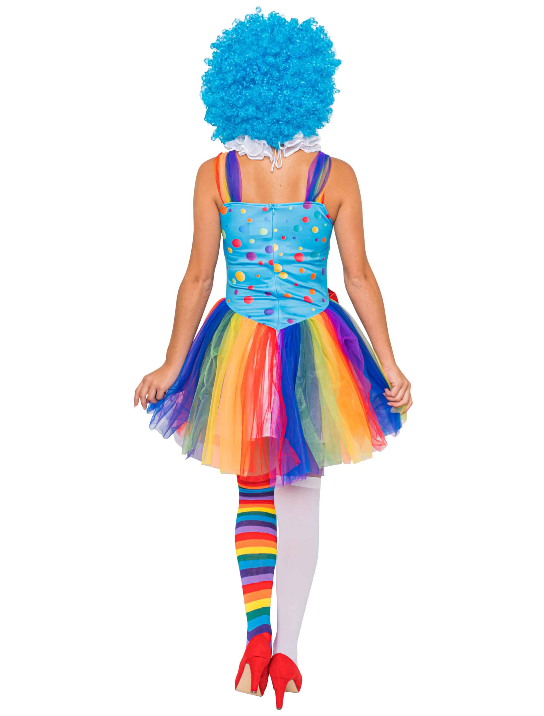 Kleid Regenbogen Clown Damen bunt S