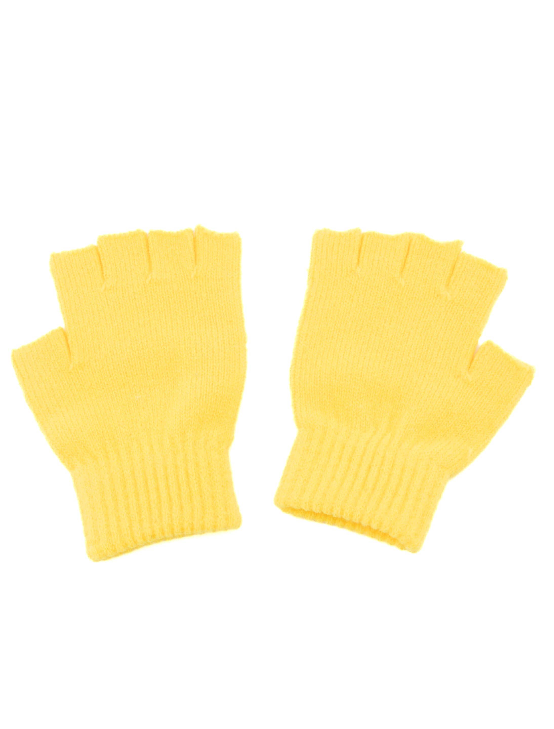 Strickhandschuhe Kinder fingerlos gelb