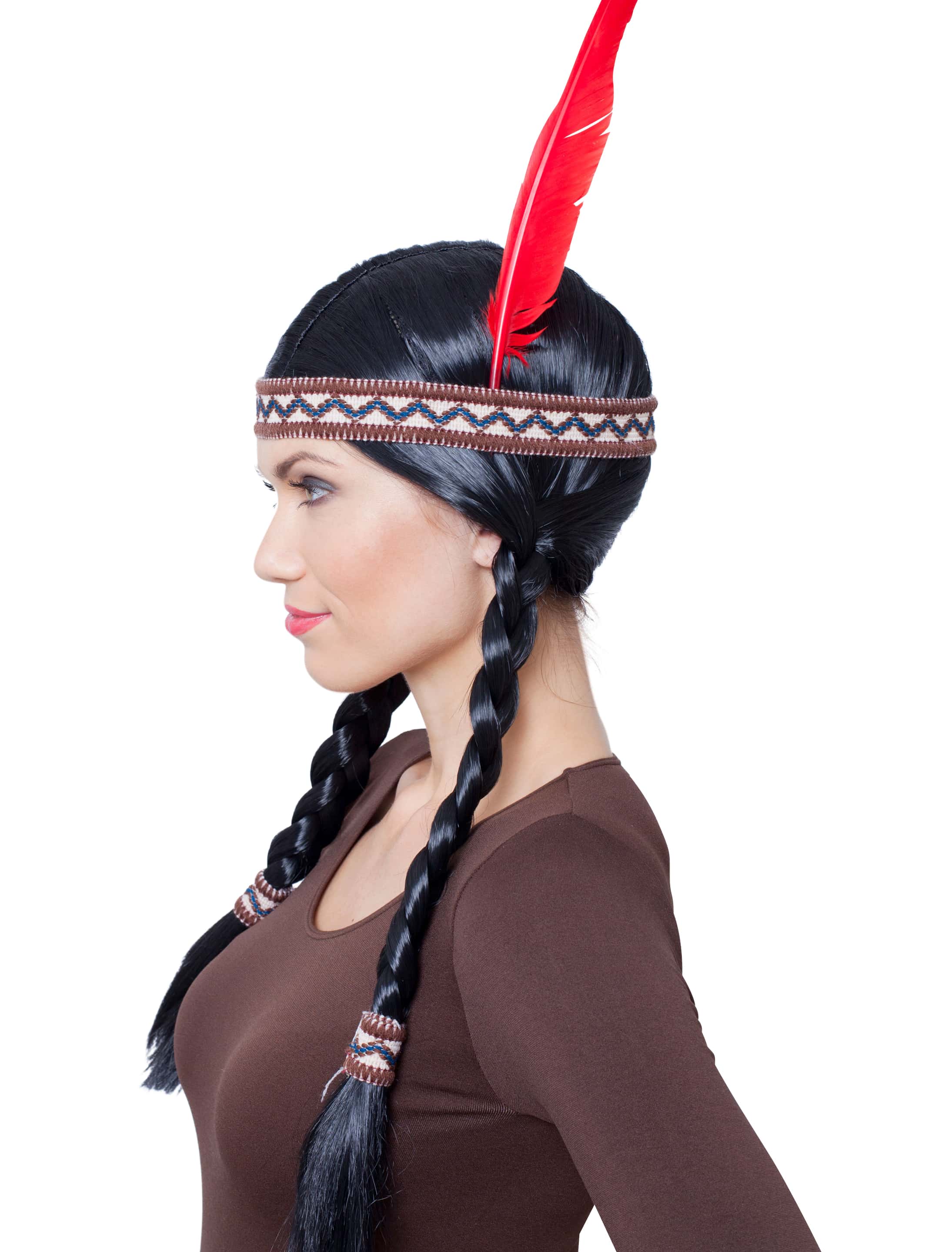 Perücke Indianerin Ama mit Haarband schwarz