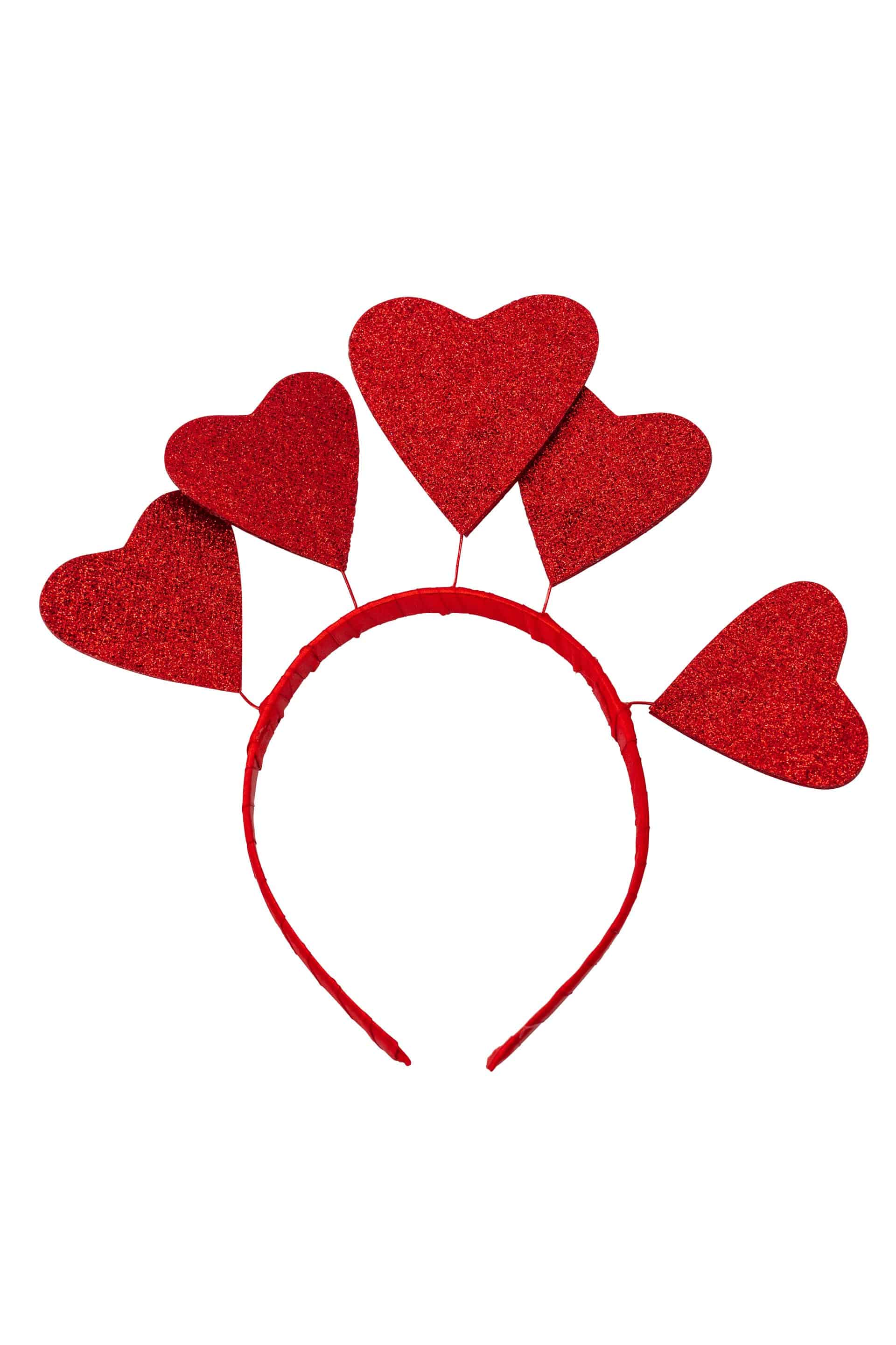 Haarreif Herzbogen mit 5 Herzen Damen rot Einheitsgröße