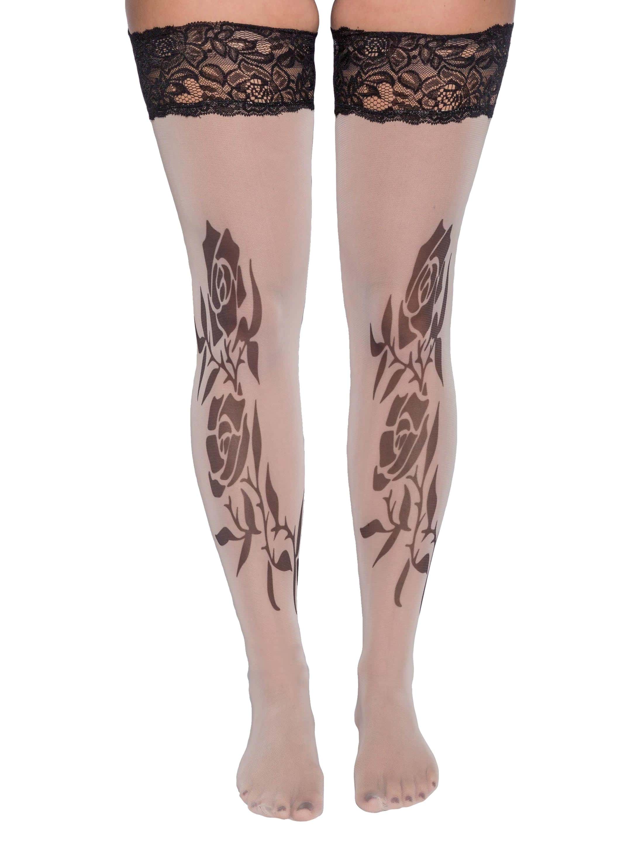 Overknee Strümpfe Tattoo Rosen