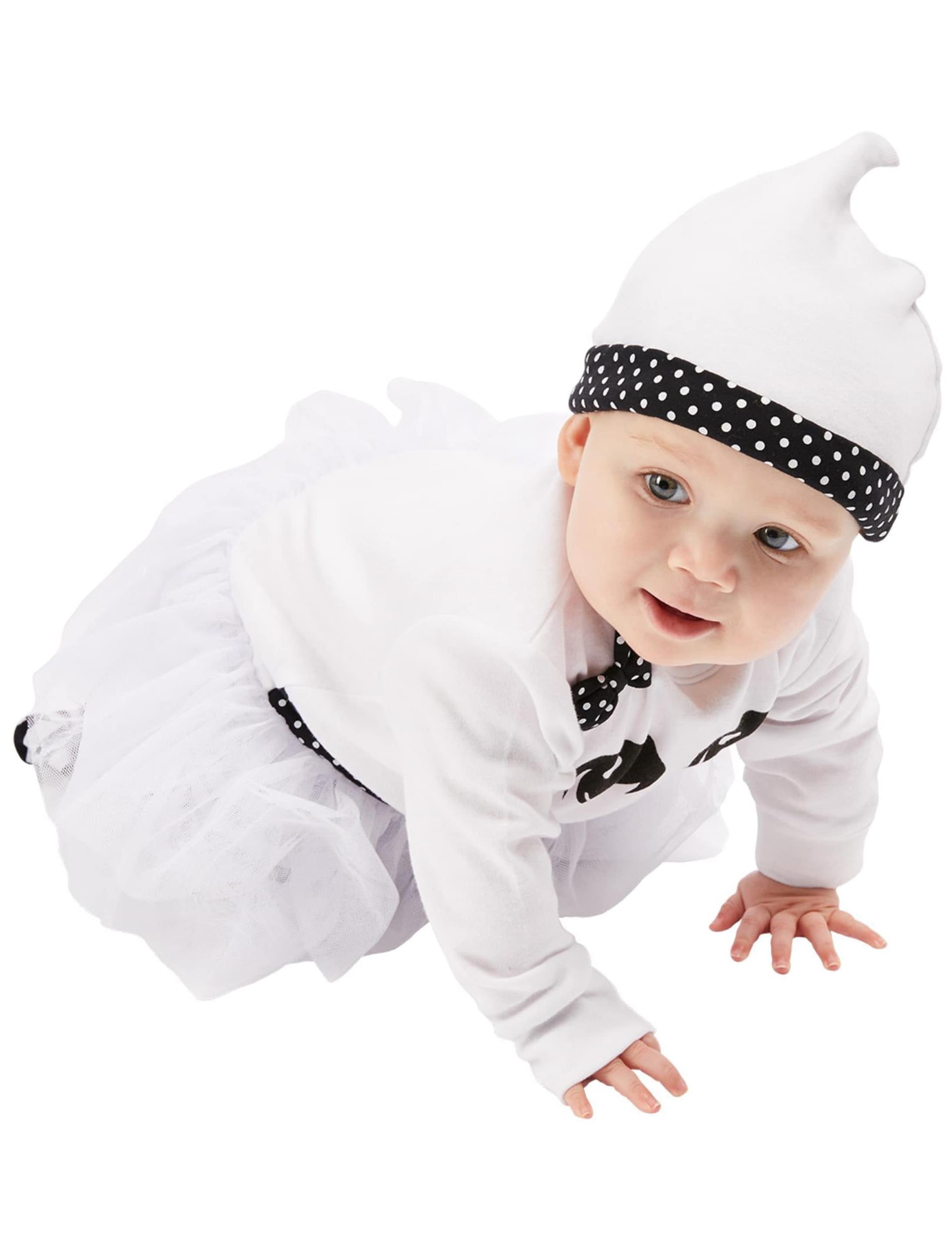 Strampler Kostüm Geist 2-tlg. Kinder weiß/schwarz 74