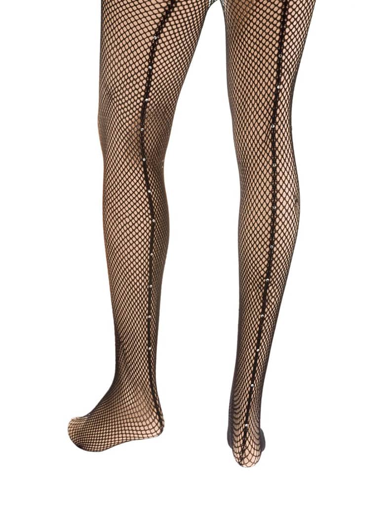Netzstrumpfhose mit Strasssteinen Damen schwarz XL