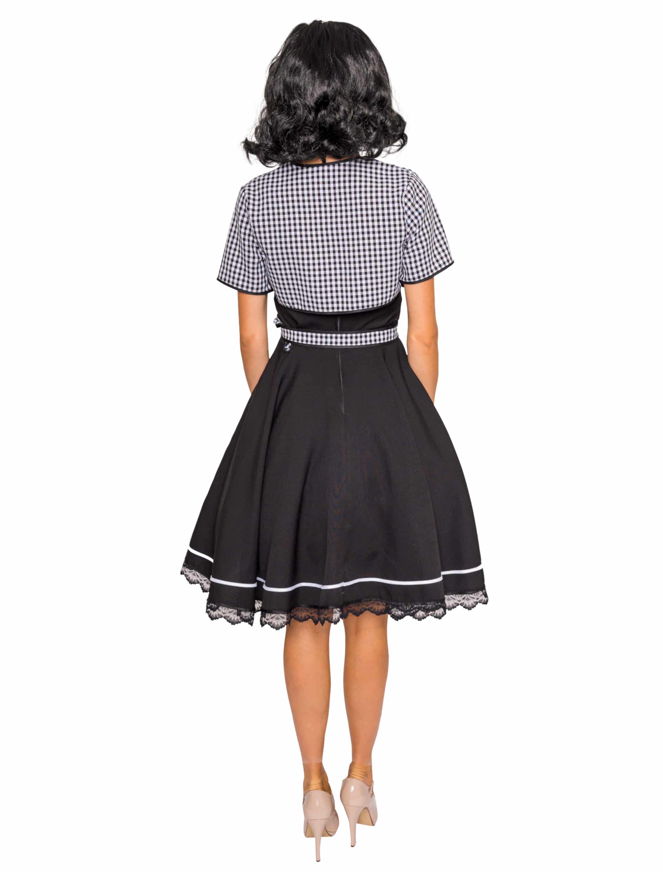 Kleid 50er 3-tlg. Damen schwarz/weiß S