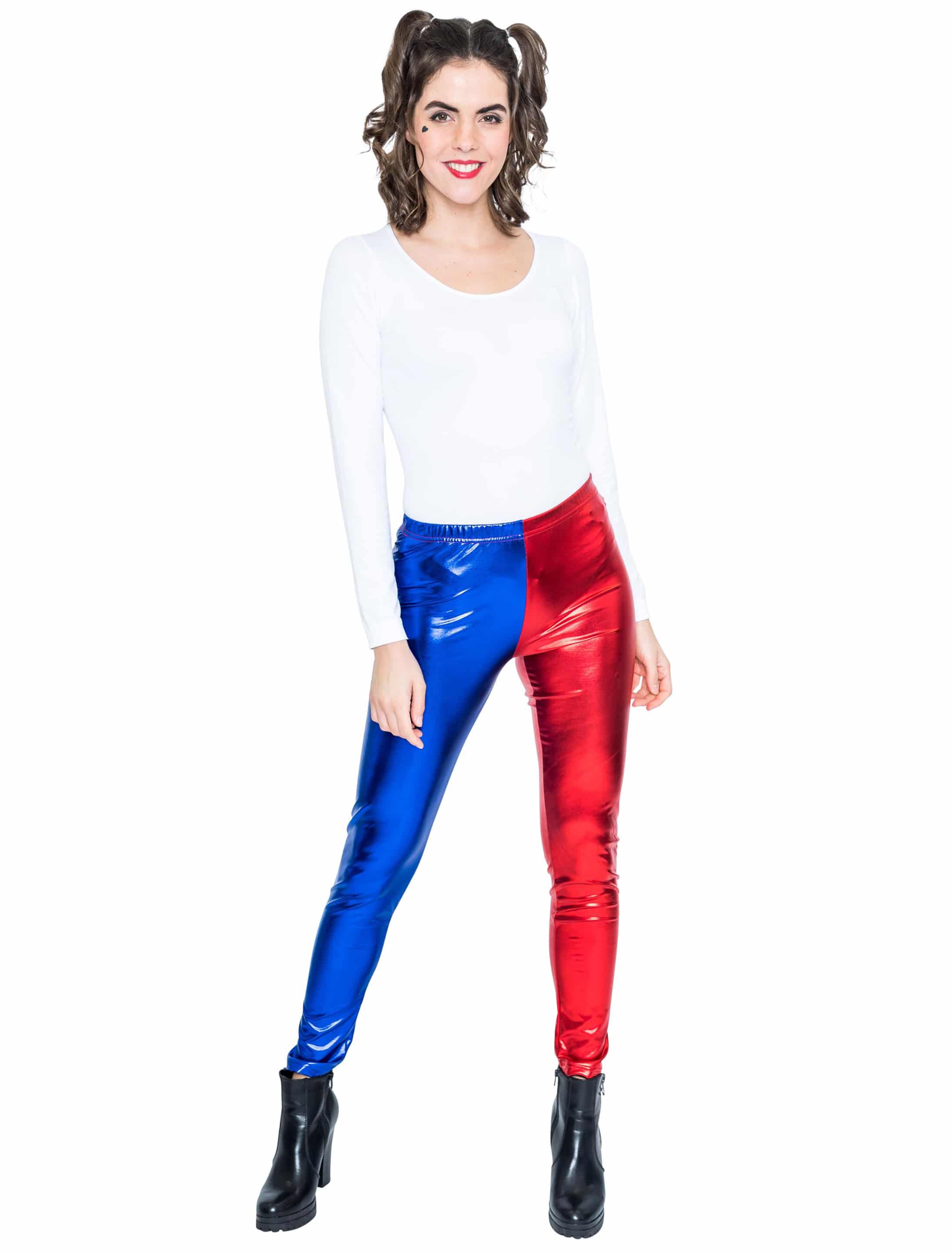 Leggings metallic rot/blau XS