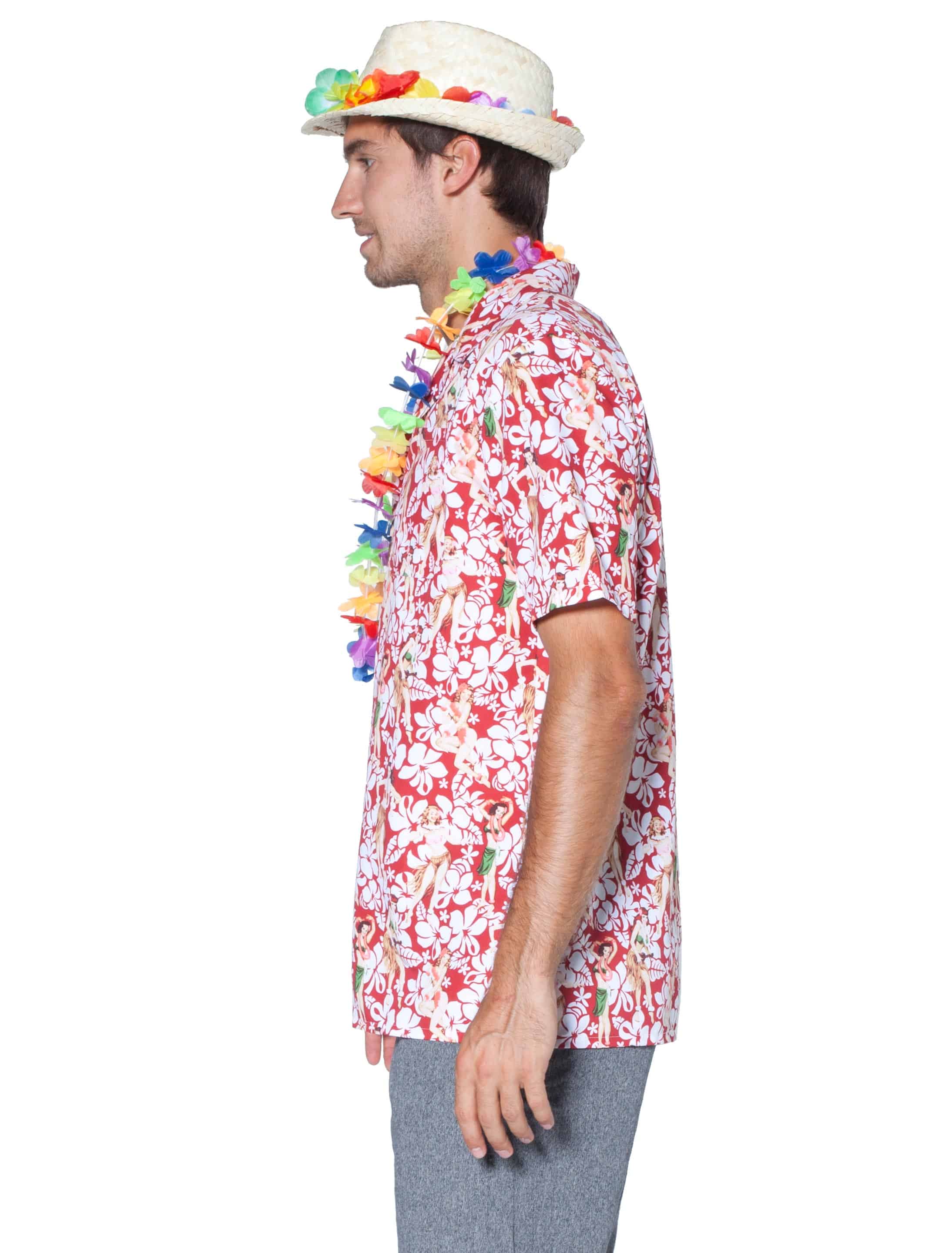Hawaiihemd rot/weiß XL