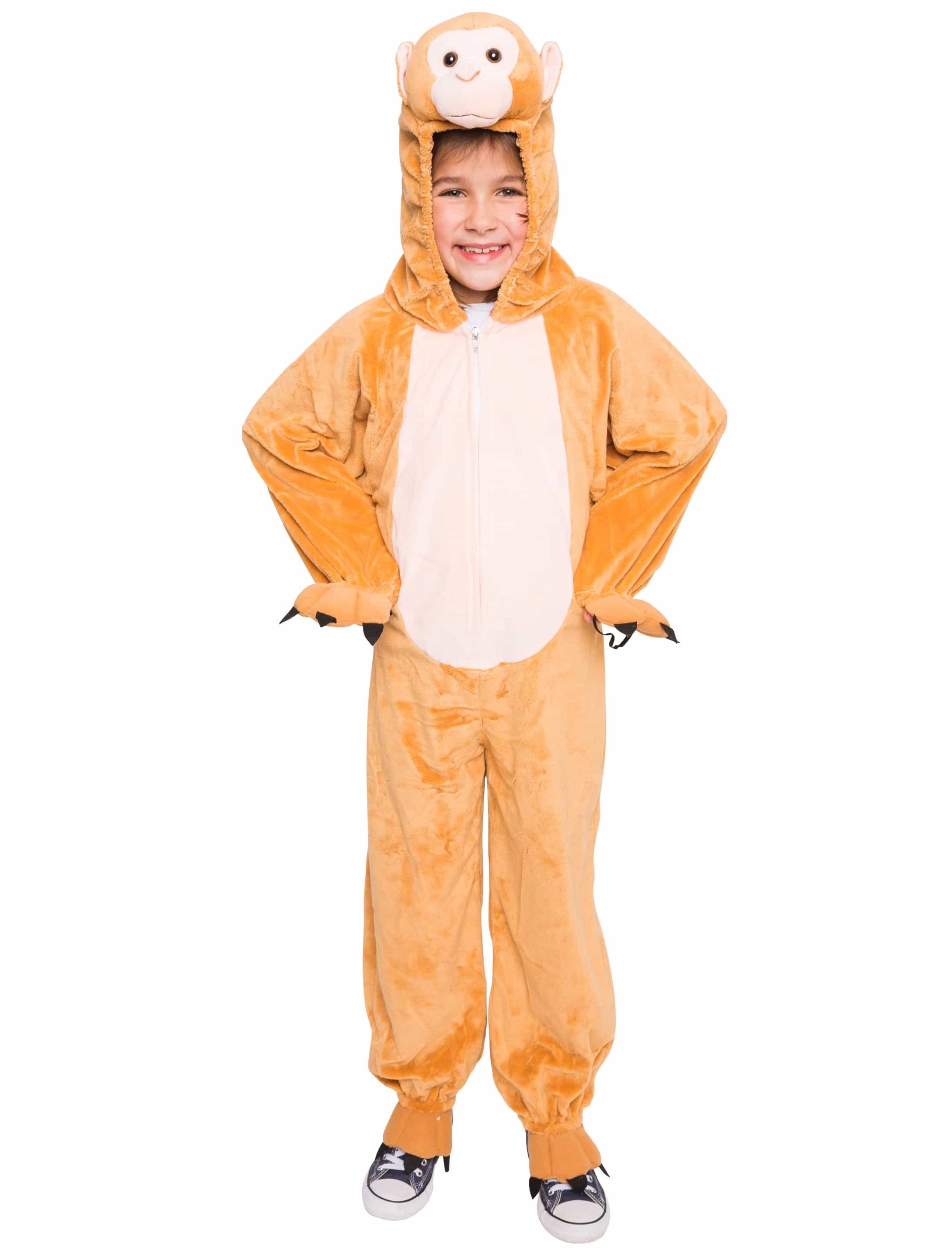 Overall Plüsch Affe Kinder hellbraun 116-128