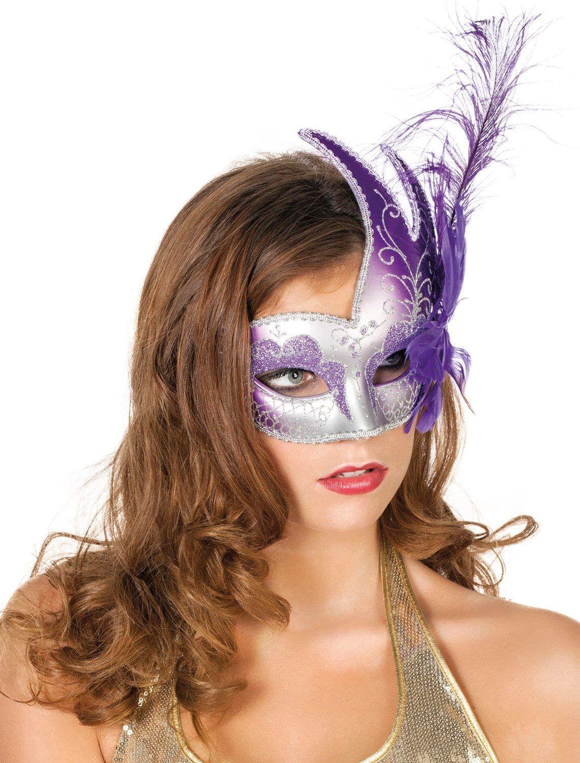 Maske Venedig de luxe lila/silber