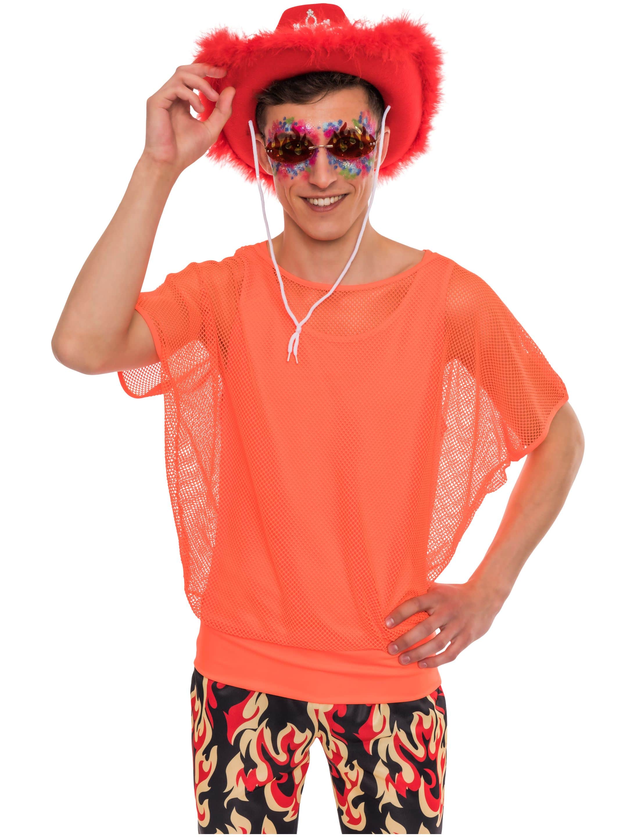 Netz-T-Shirt neonorange S/M