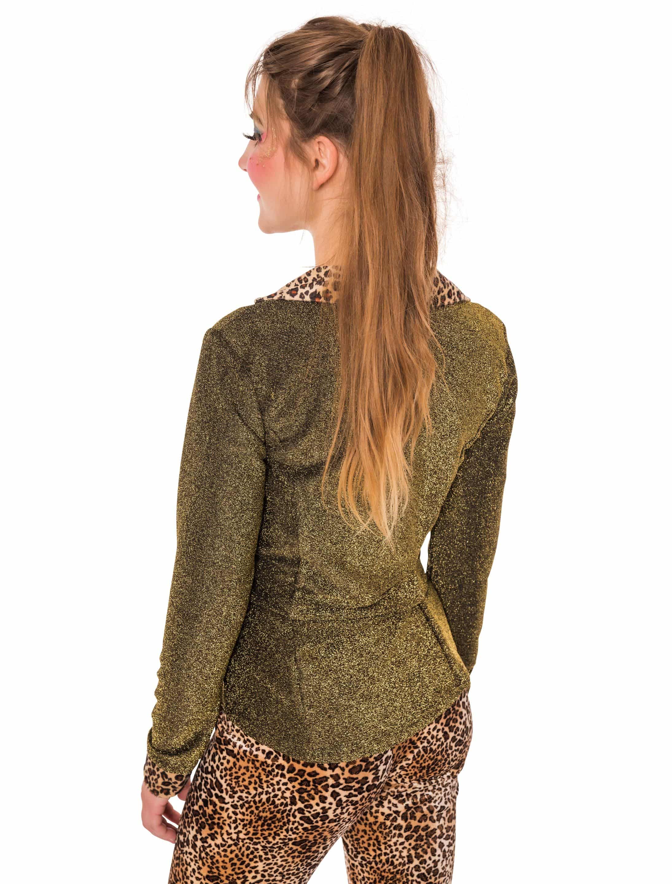 Jacke Damen mit Leopardenkragen gold L/XL