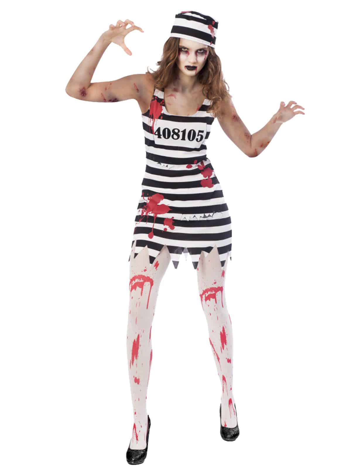 Kleid Zombie-Sträfling 2-tlg. Damen schwarz/weiß/rot S Kleid Zombie-Sträfling 2-tlg. Damen schwarz/weiß/rot S