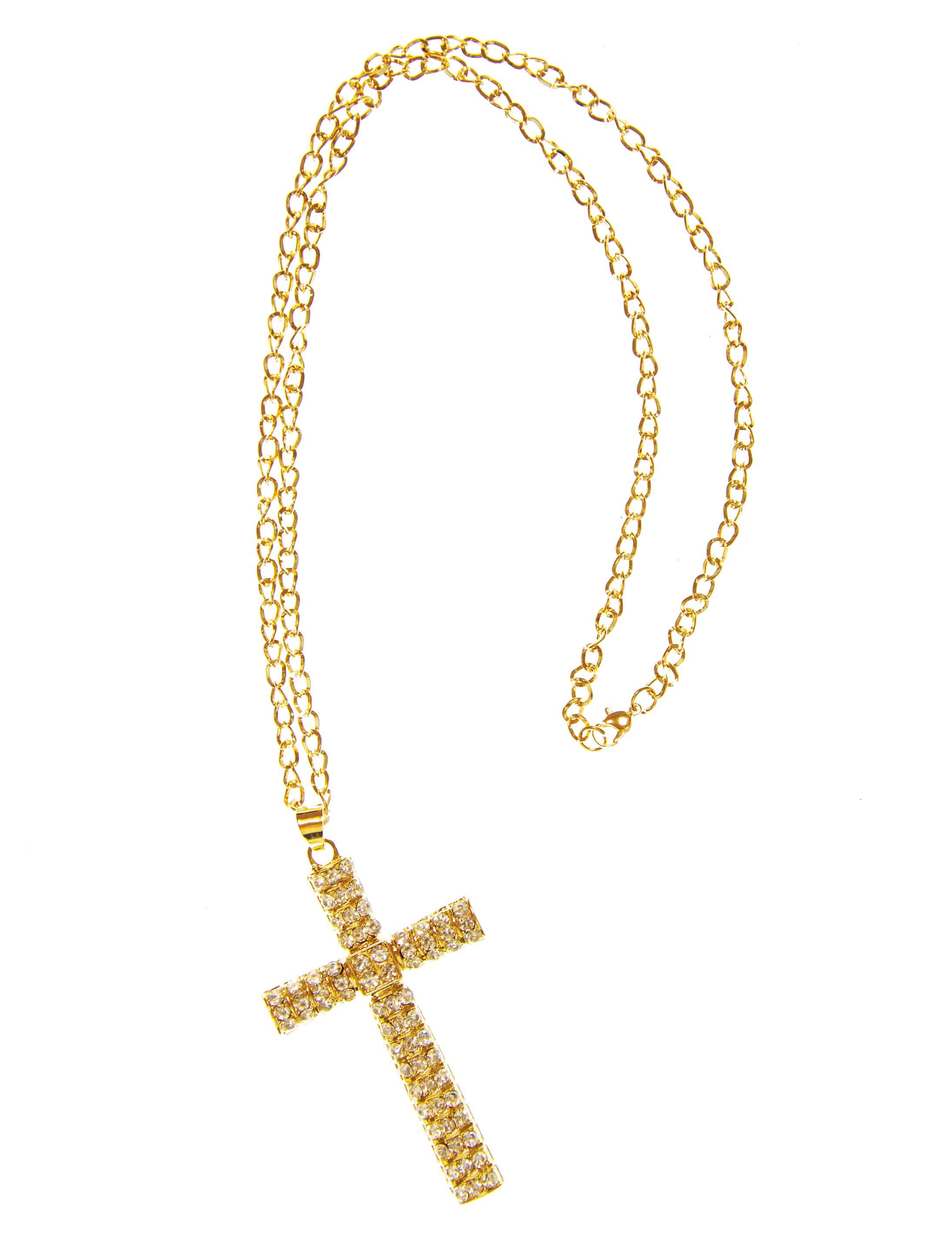 Halskette Kreuz mit Steinchen gold