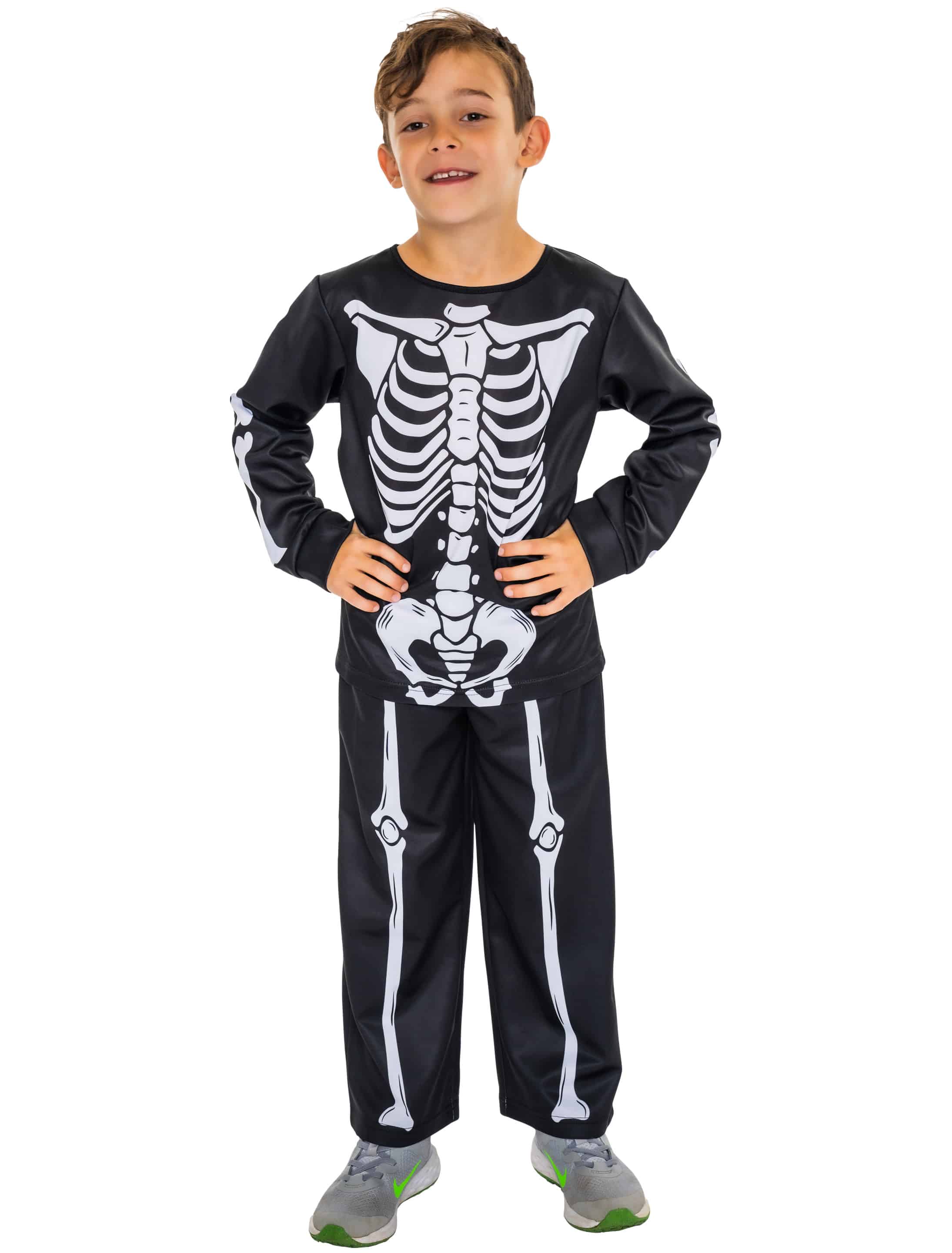 Kostüm Skelett Kinder 2-tlg. schwarz 152-164