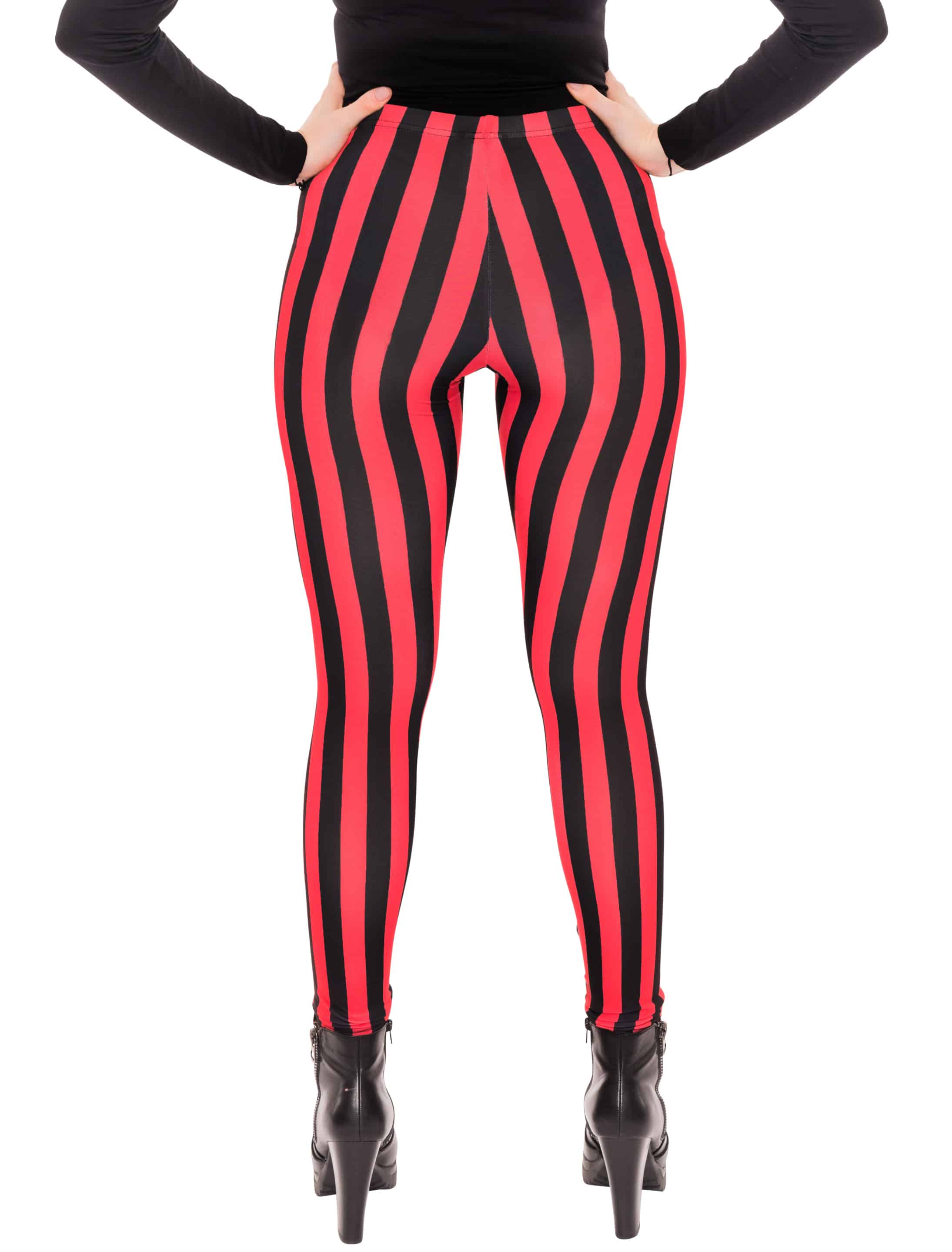 Leggings gestreift Damen schwarz/rot L/XL