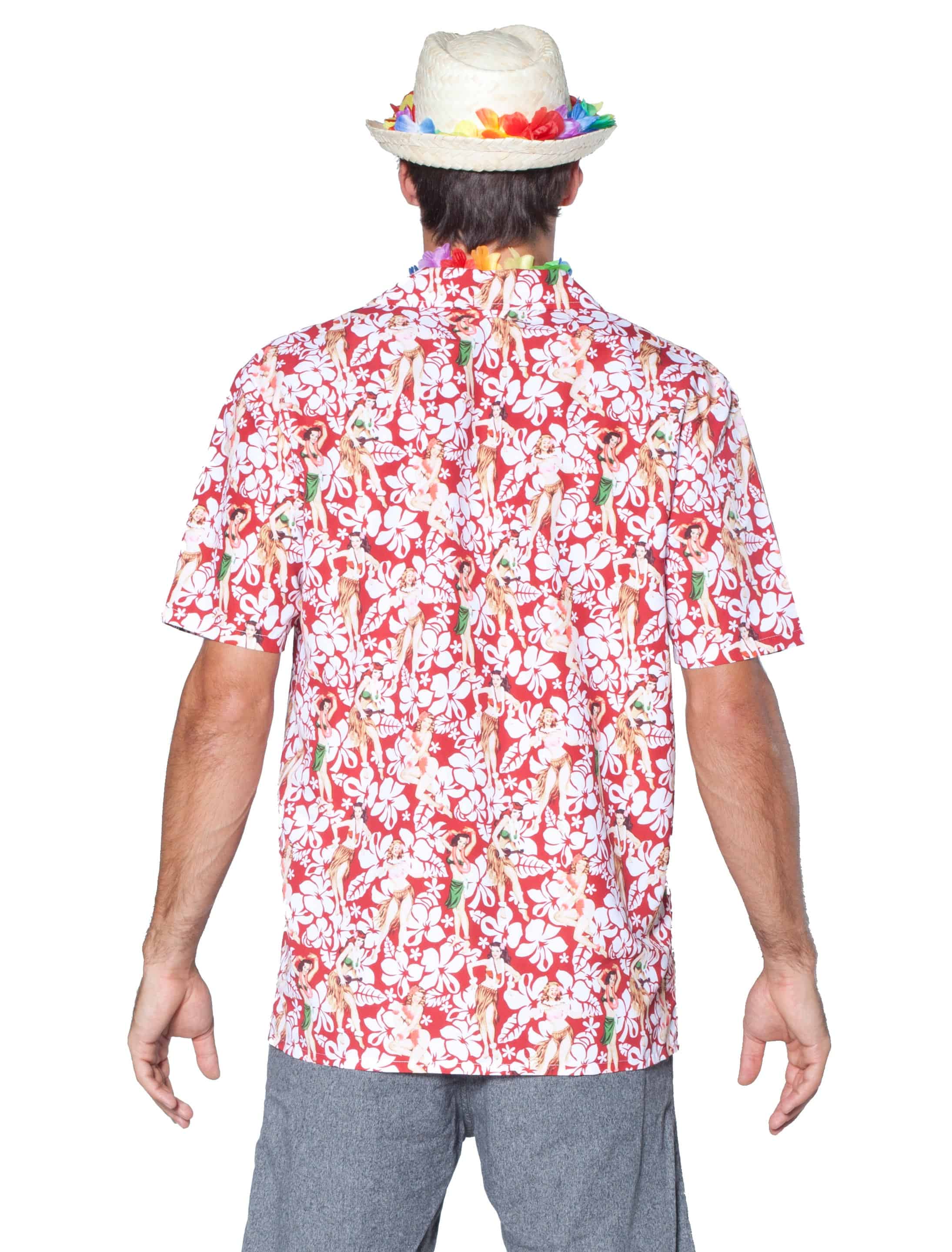 Hawaiihemd rot/weiß XL