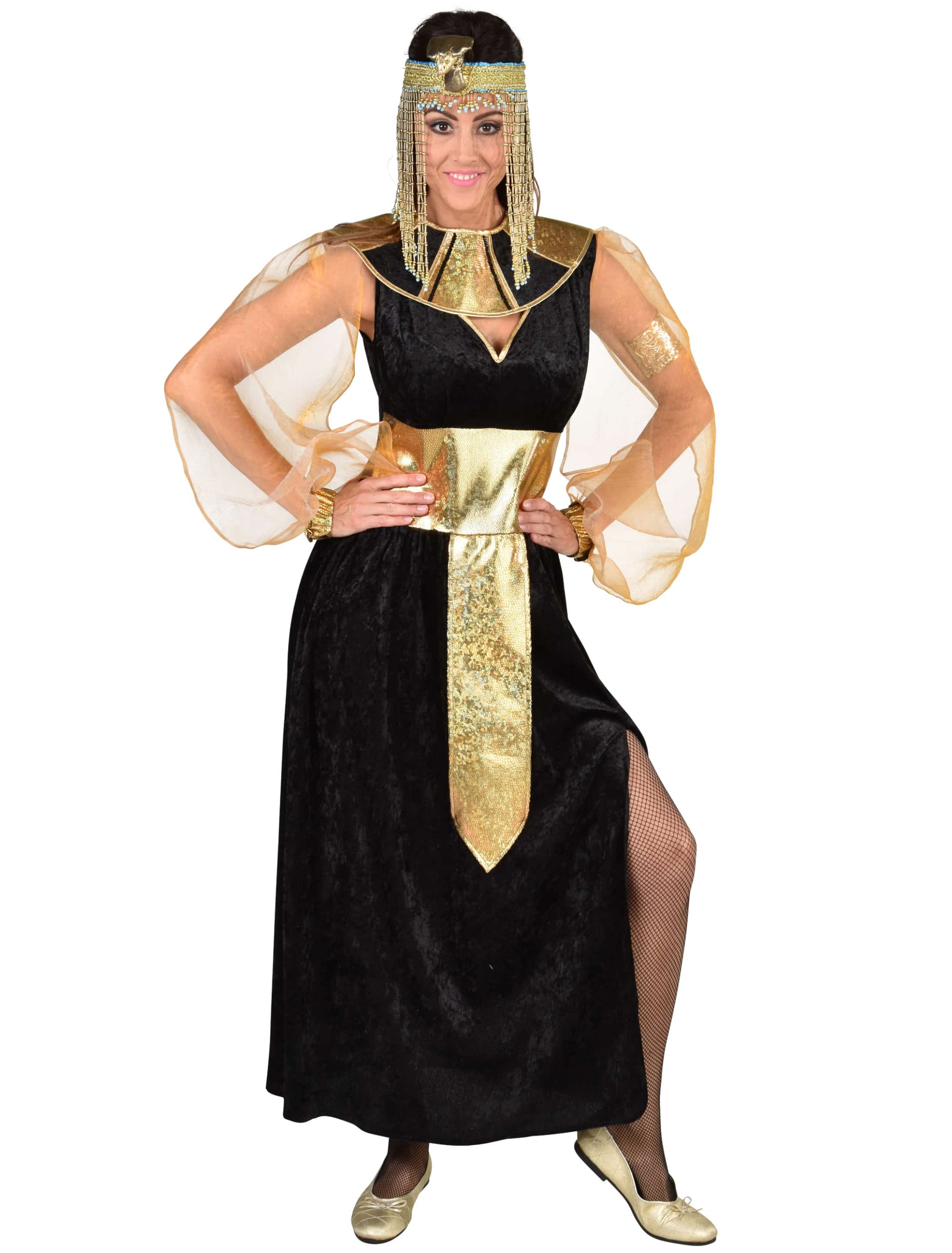Kleid Cleopatra Damen schwarz/gold L/XL