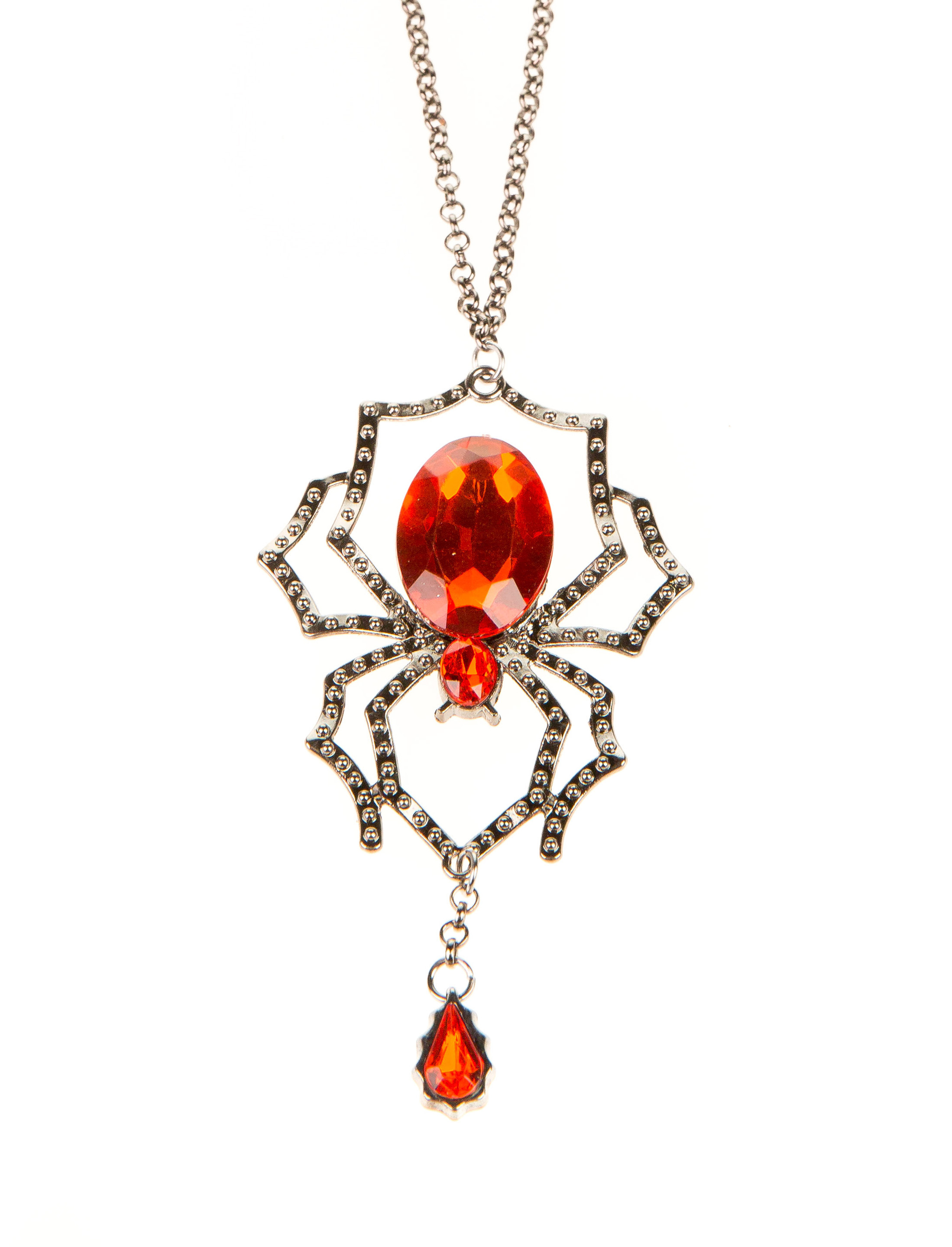 Halskette Spinne mit rotem Stein