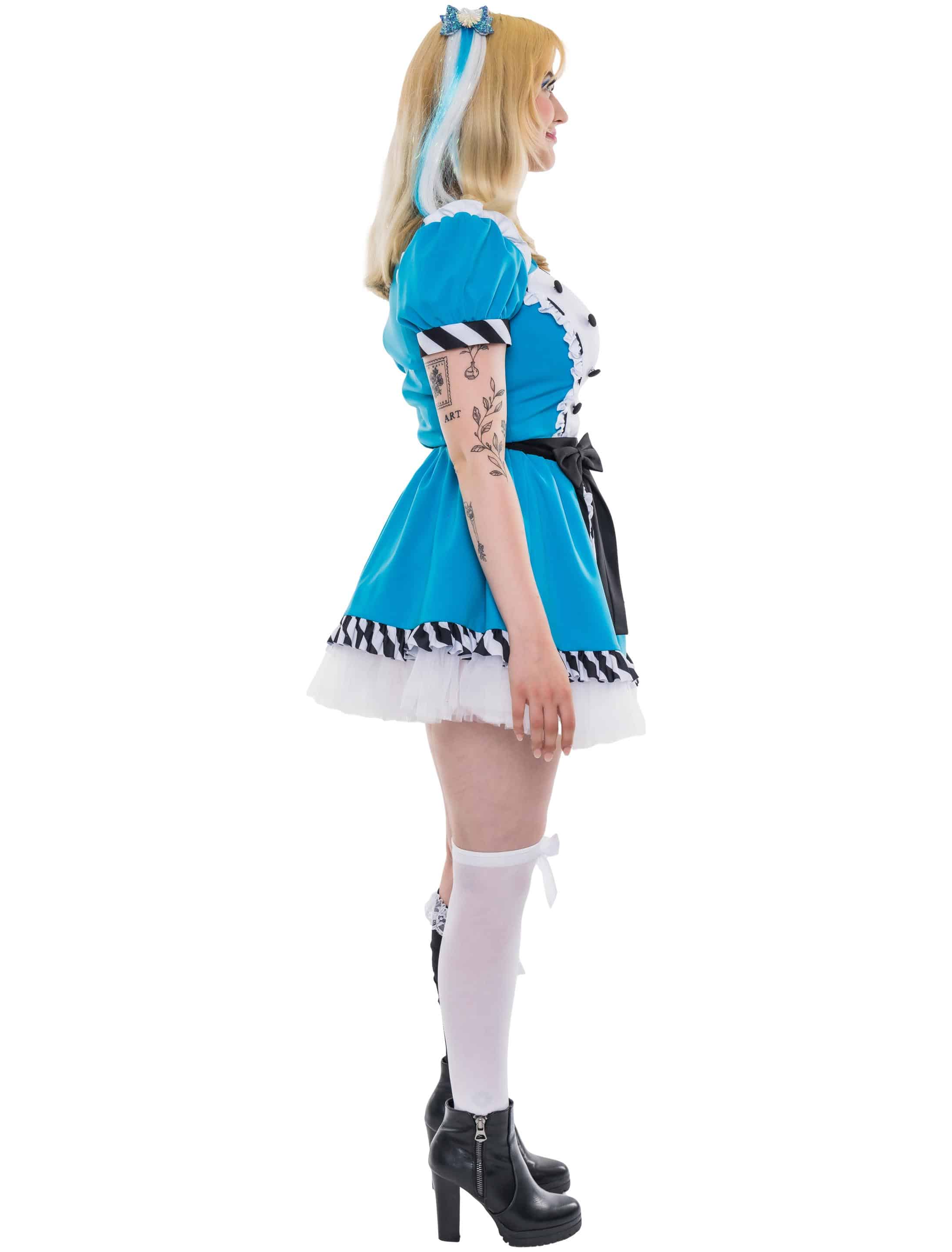 Kleid Alice sexy Damen weiß/blau 2XL