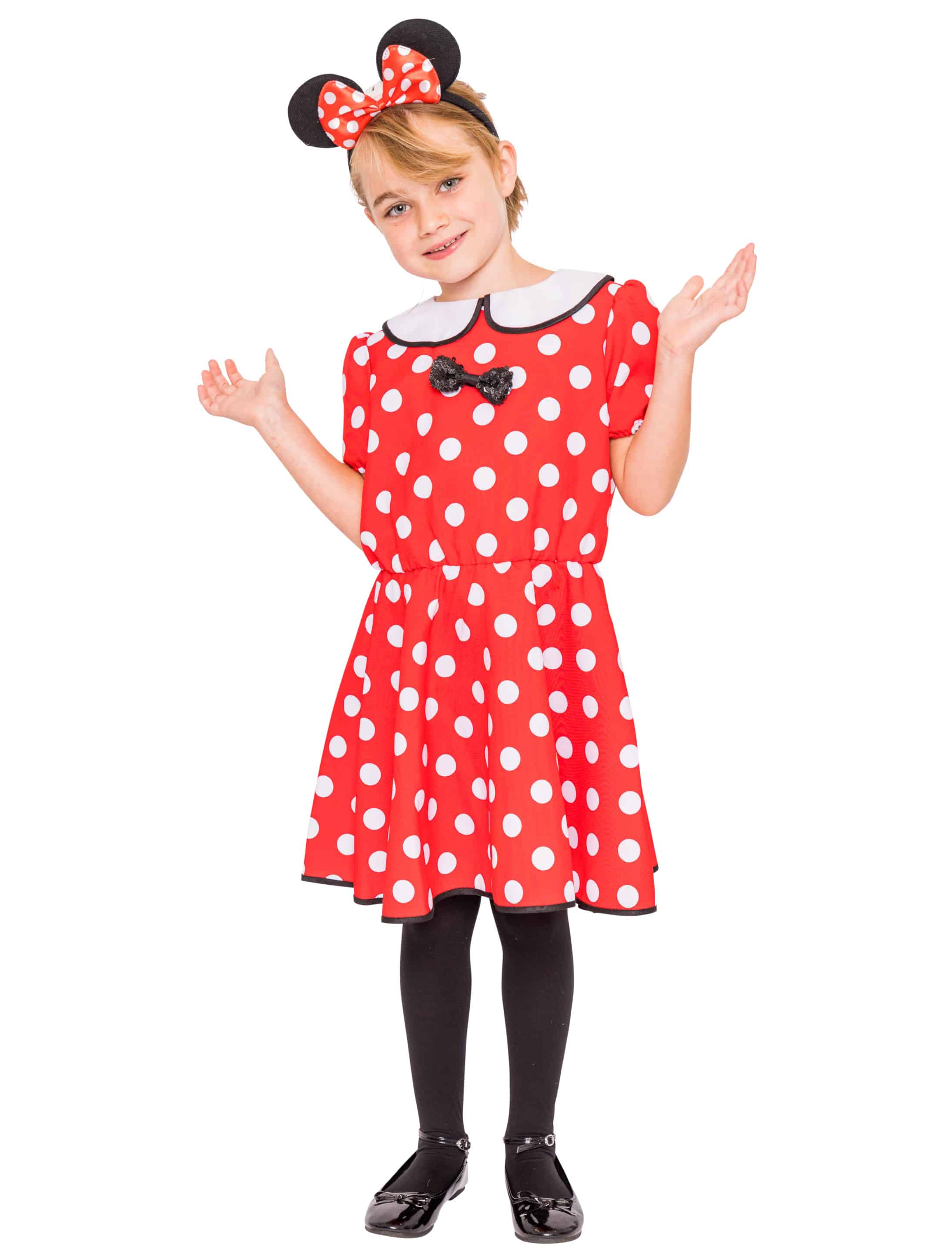 Kleid Maus Kinder rot/weiß 128