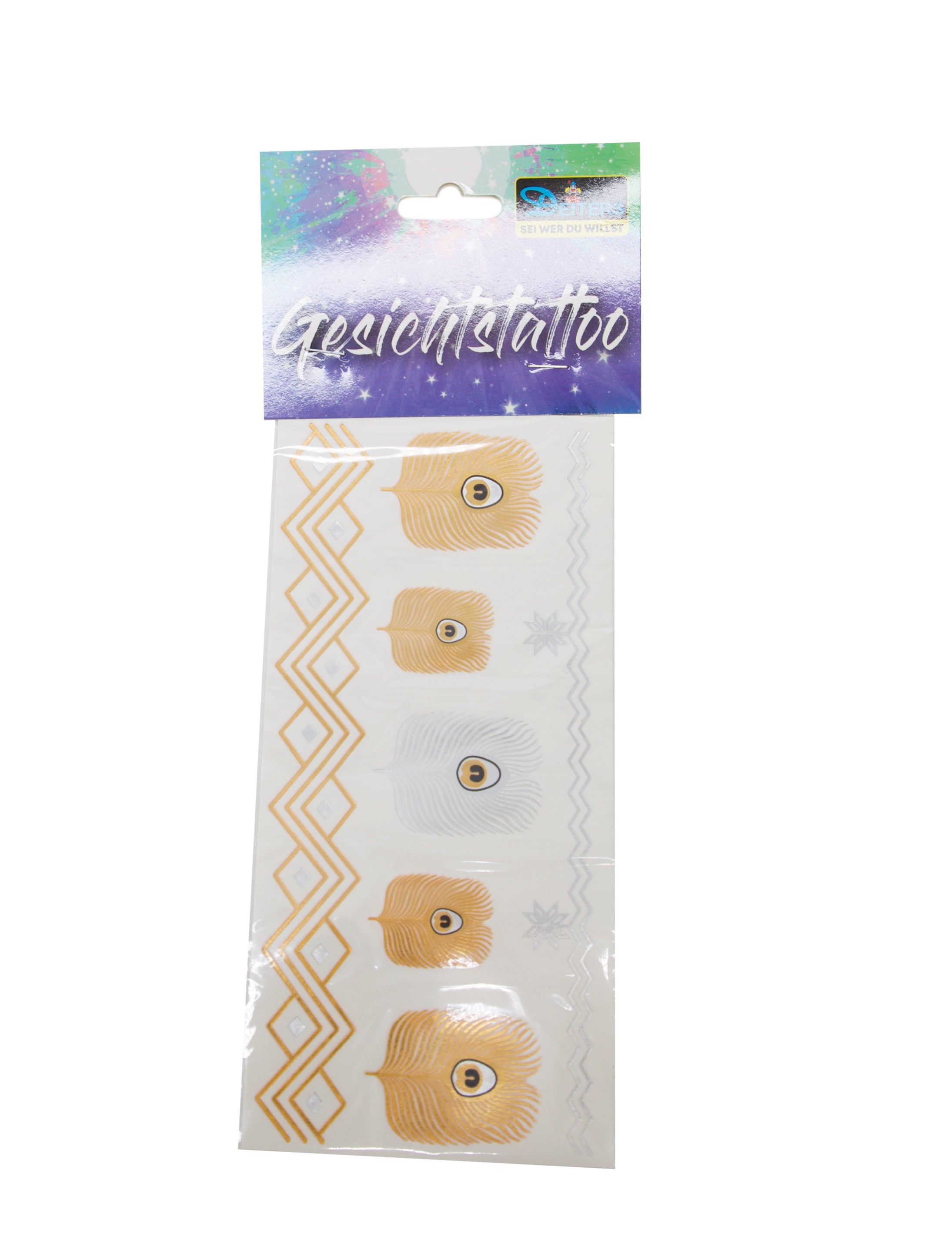 Tattoo Federn Metallic gold/silber