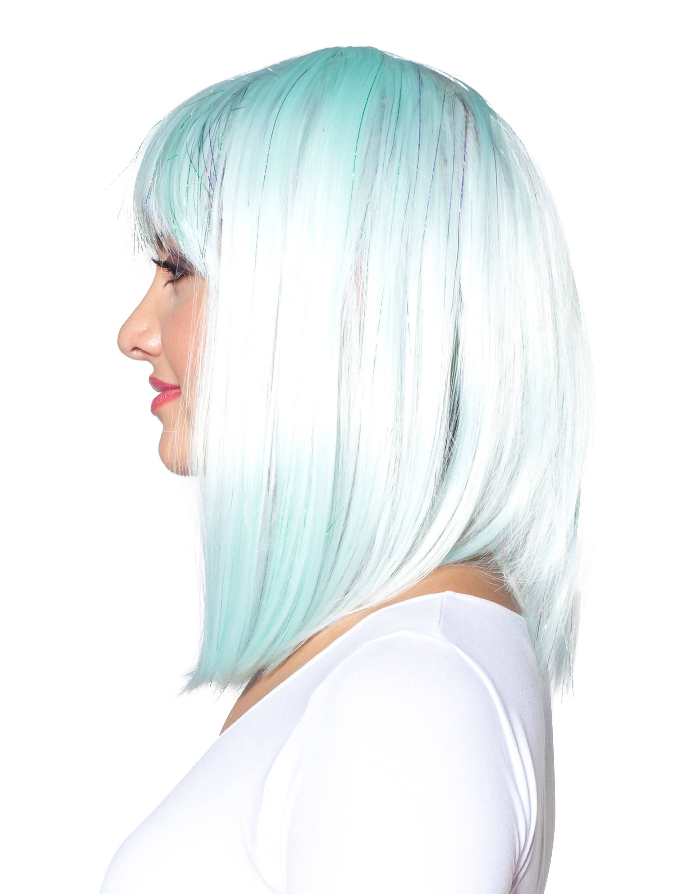 Perücke long Bob mit Pony mintgrün