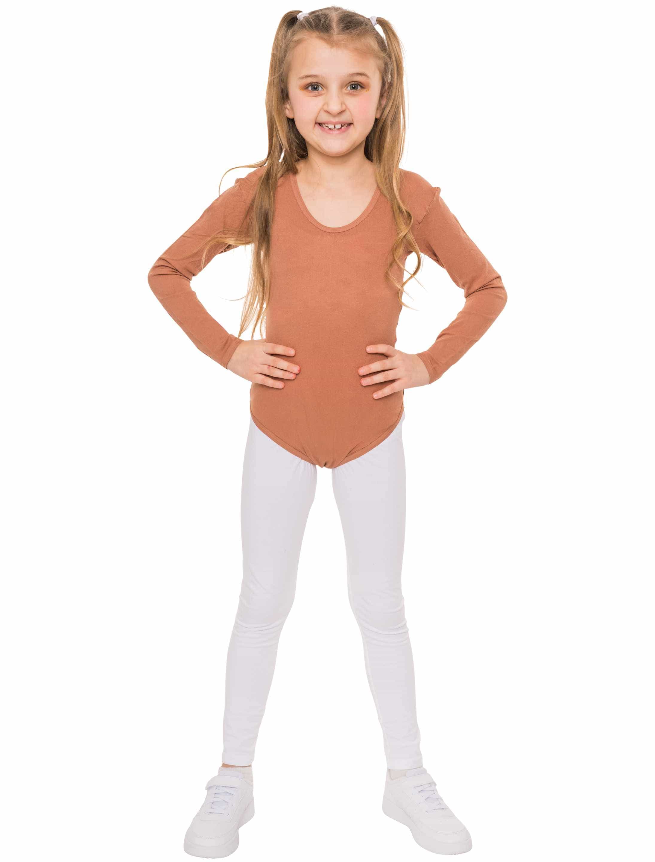 Body langarm elastisch Kinder braun 140-152