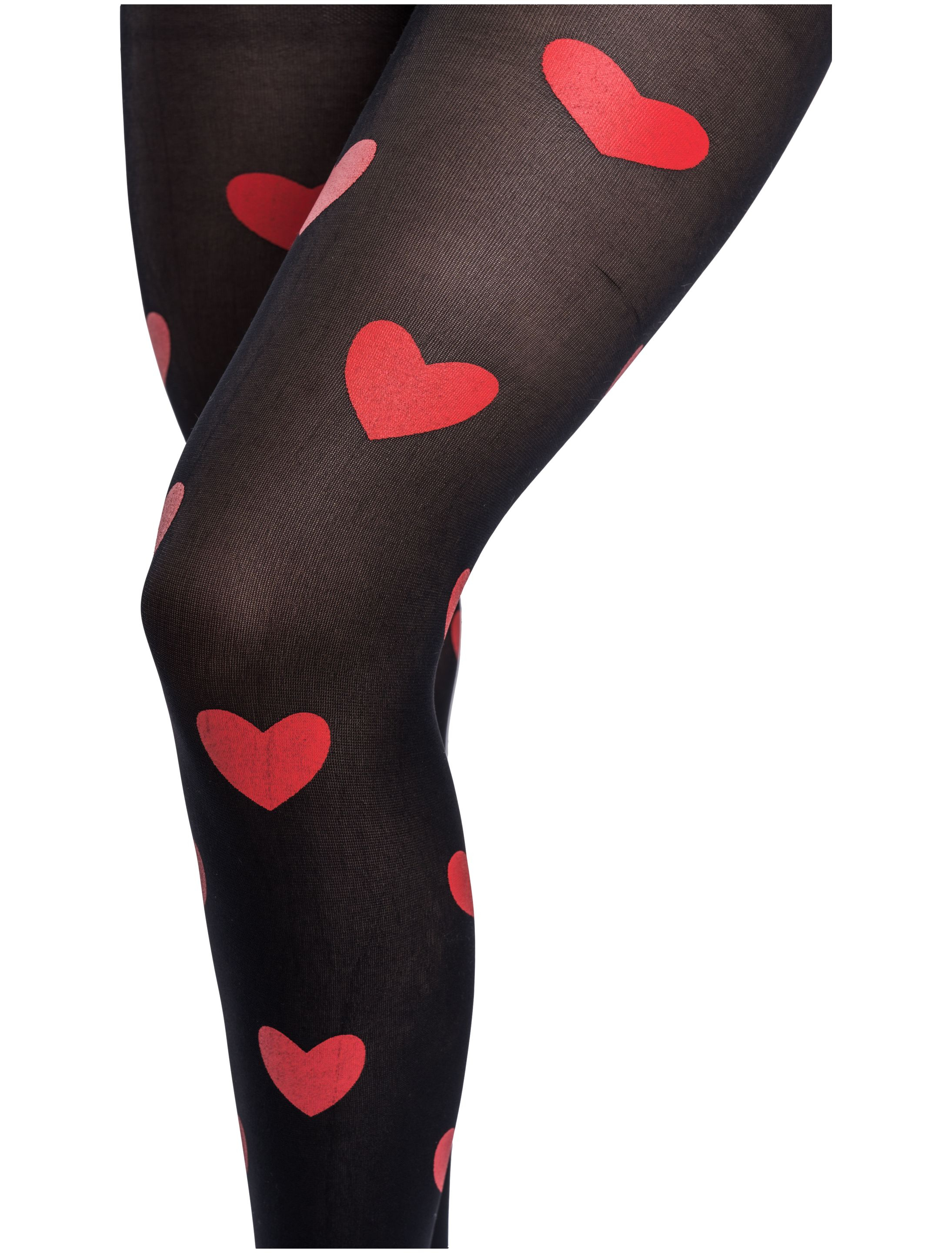 Strumpfhose mit Herzen schwarz/rot one size