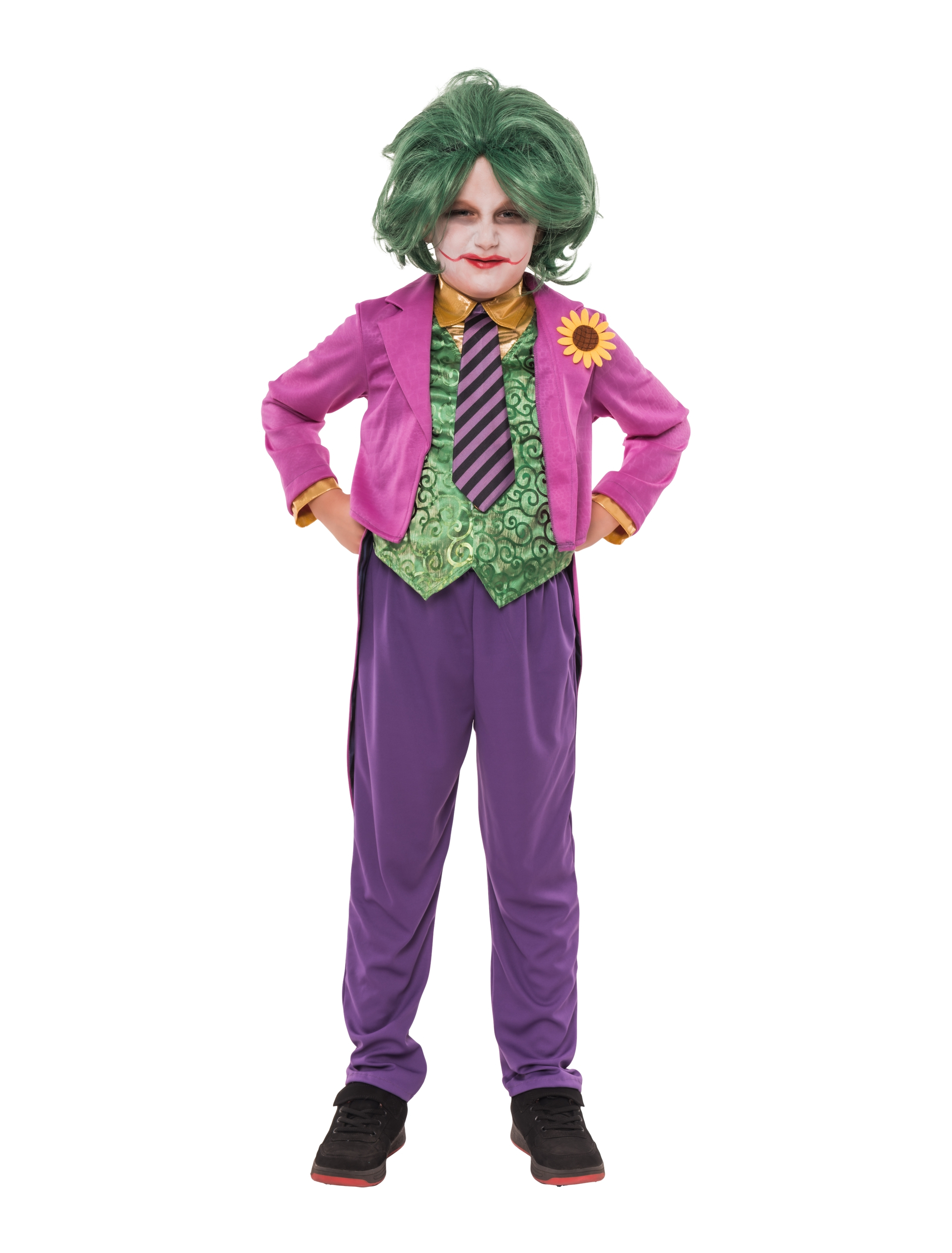 Kostüm Schurke 3-tlg. Kinder lila/grün 4-6 Jahre