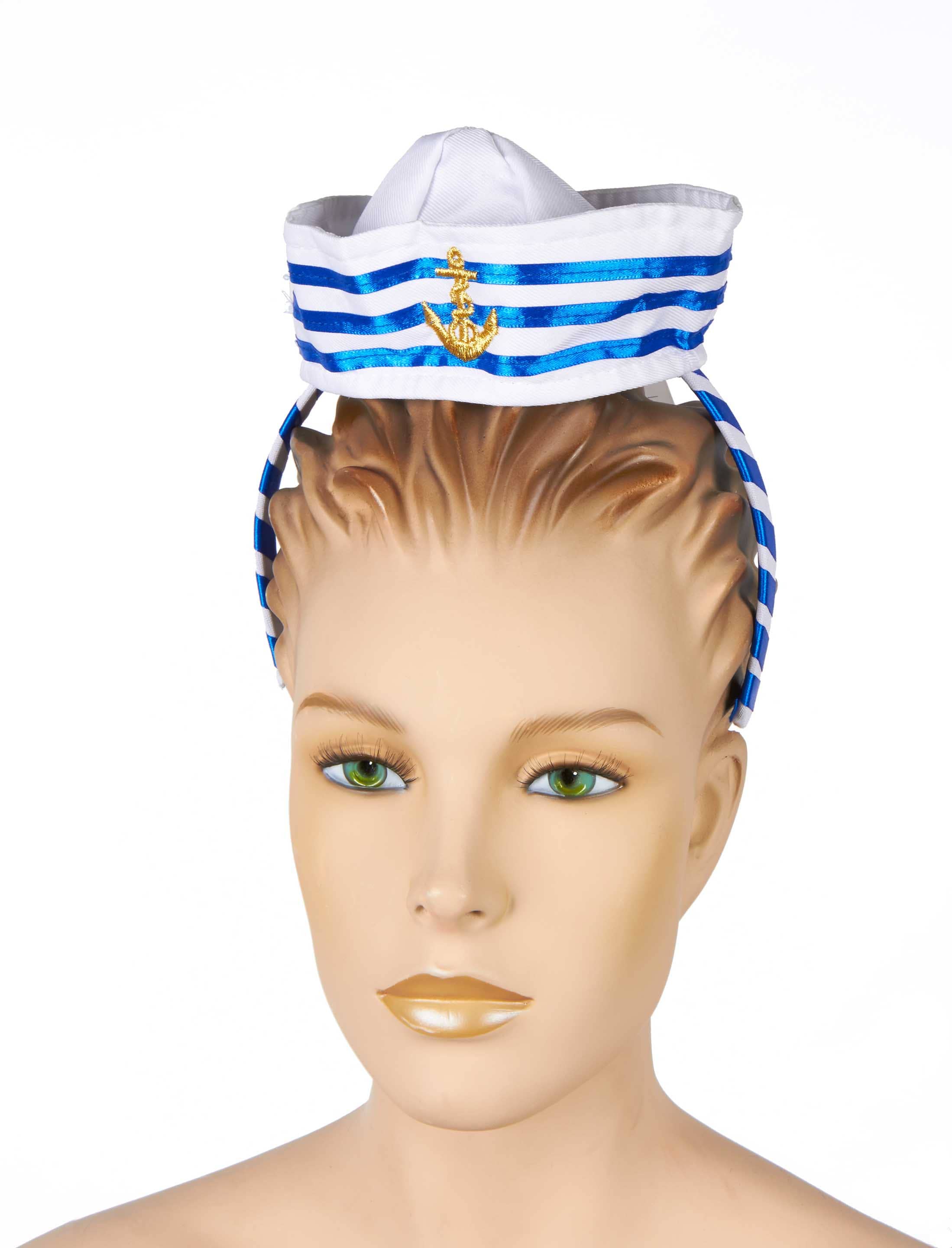 Haarreif Mini Mütze Matrosin blau/weiß