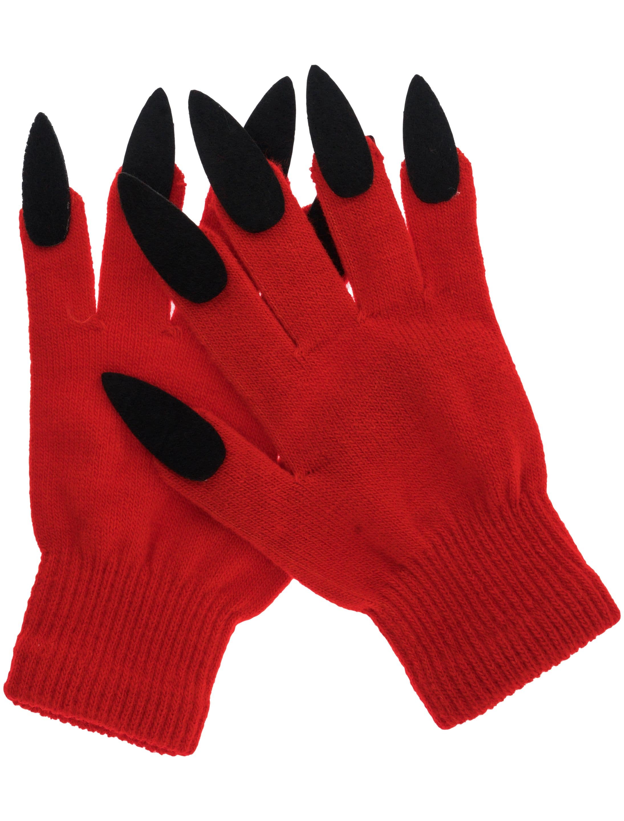 Handschuhe Teufelsnägel rot/schwarz