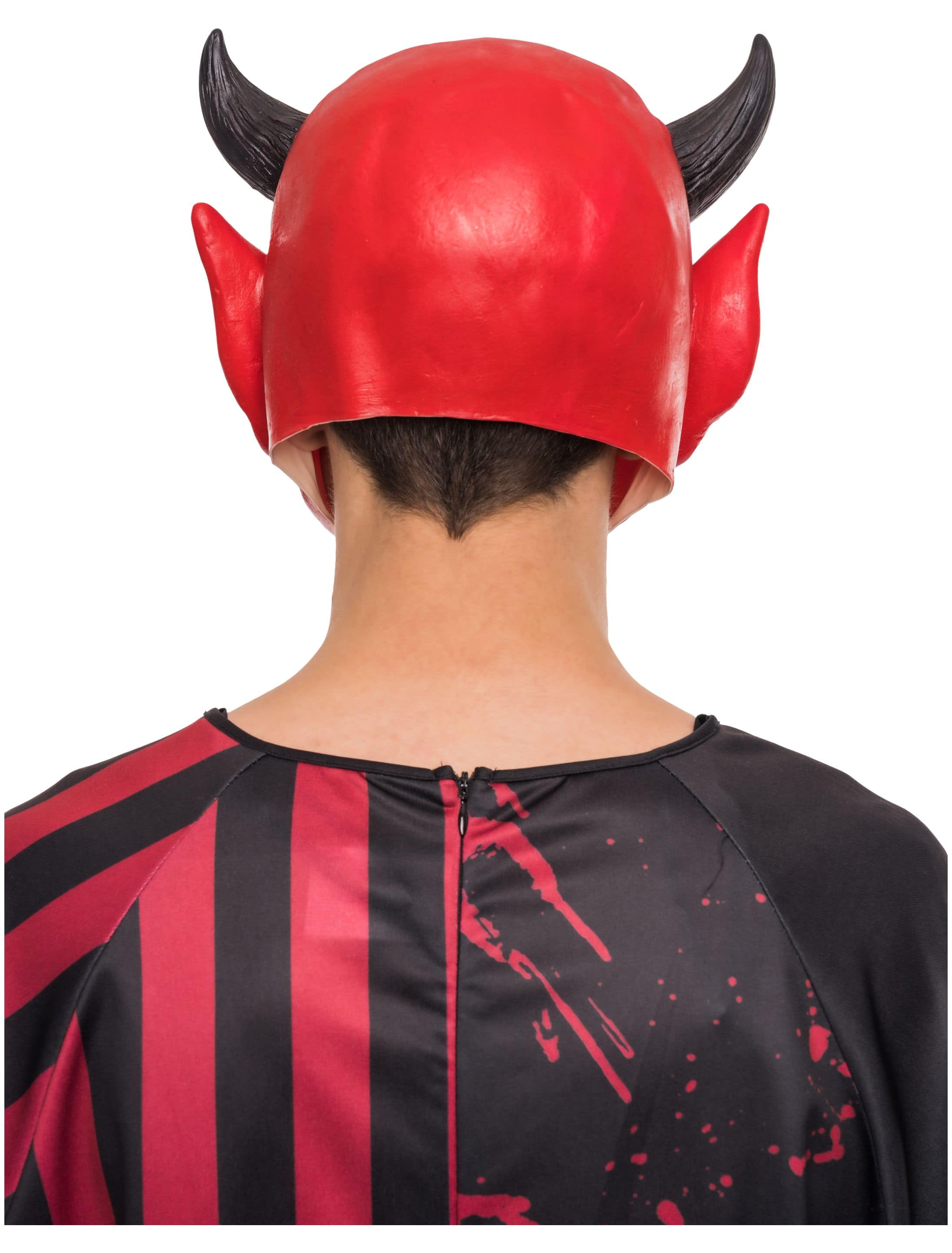 Latexmaske Teufel schwarz/rot