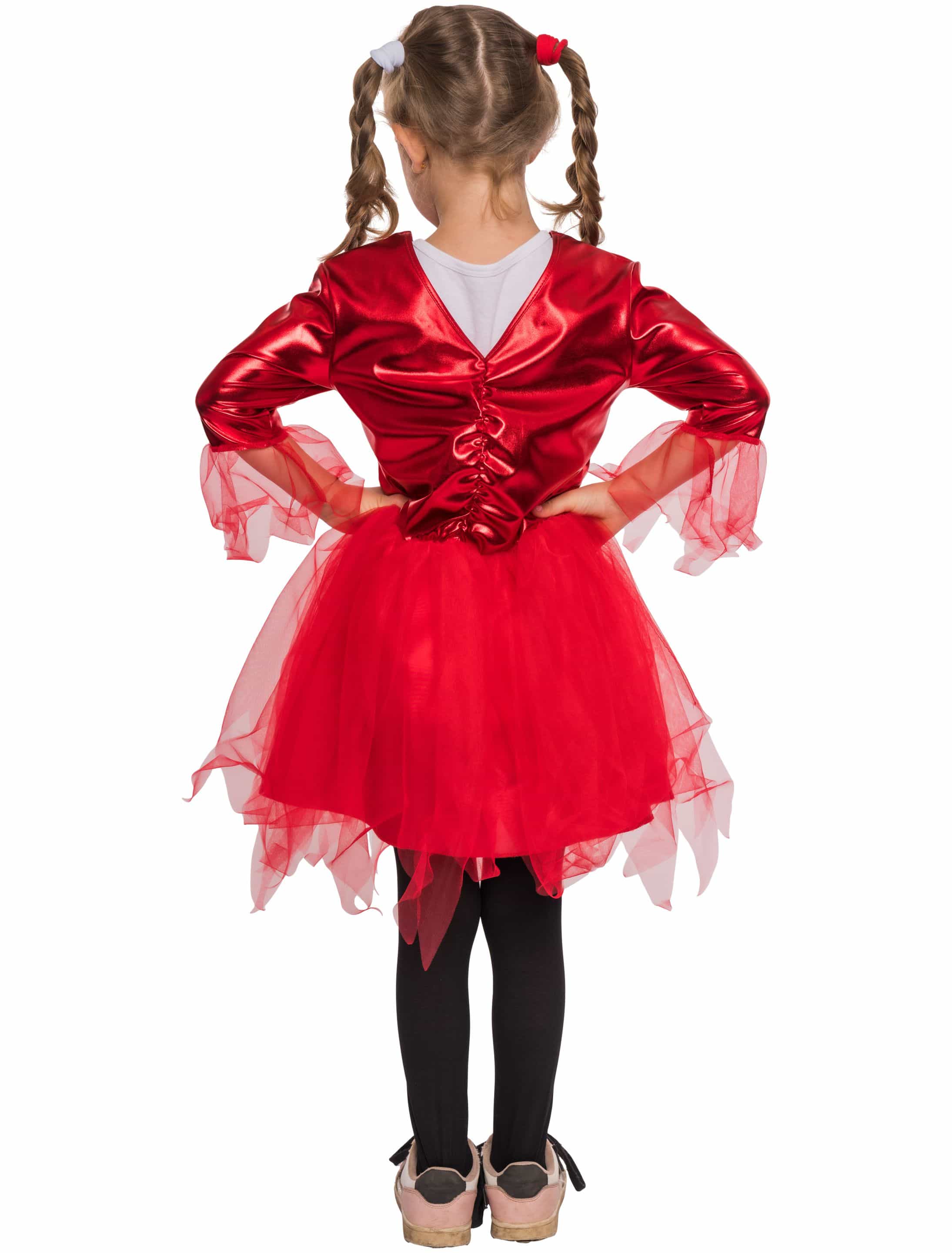 Kleid Teufel metallic mit Tüll  Kinder rot 128