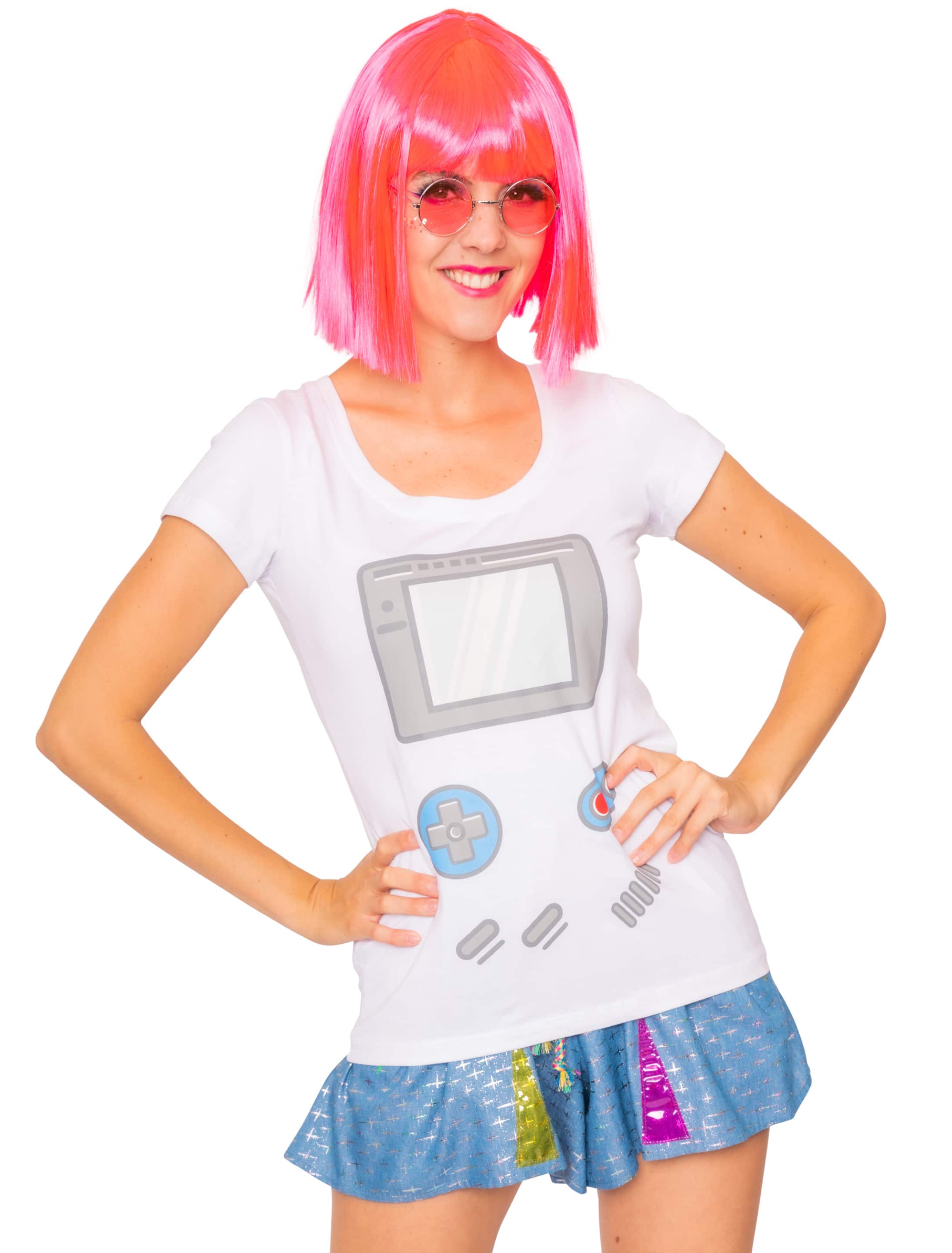 T-Shirt 90er Gamer Damen weiß XS