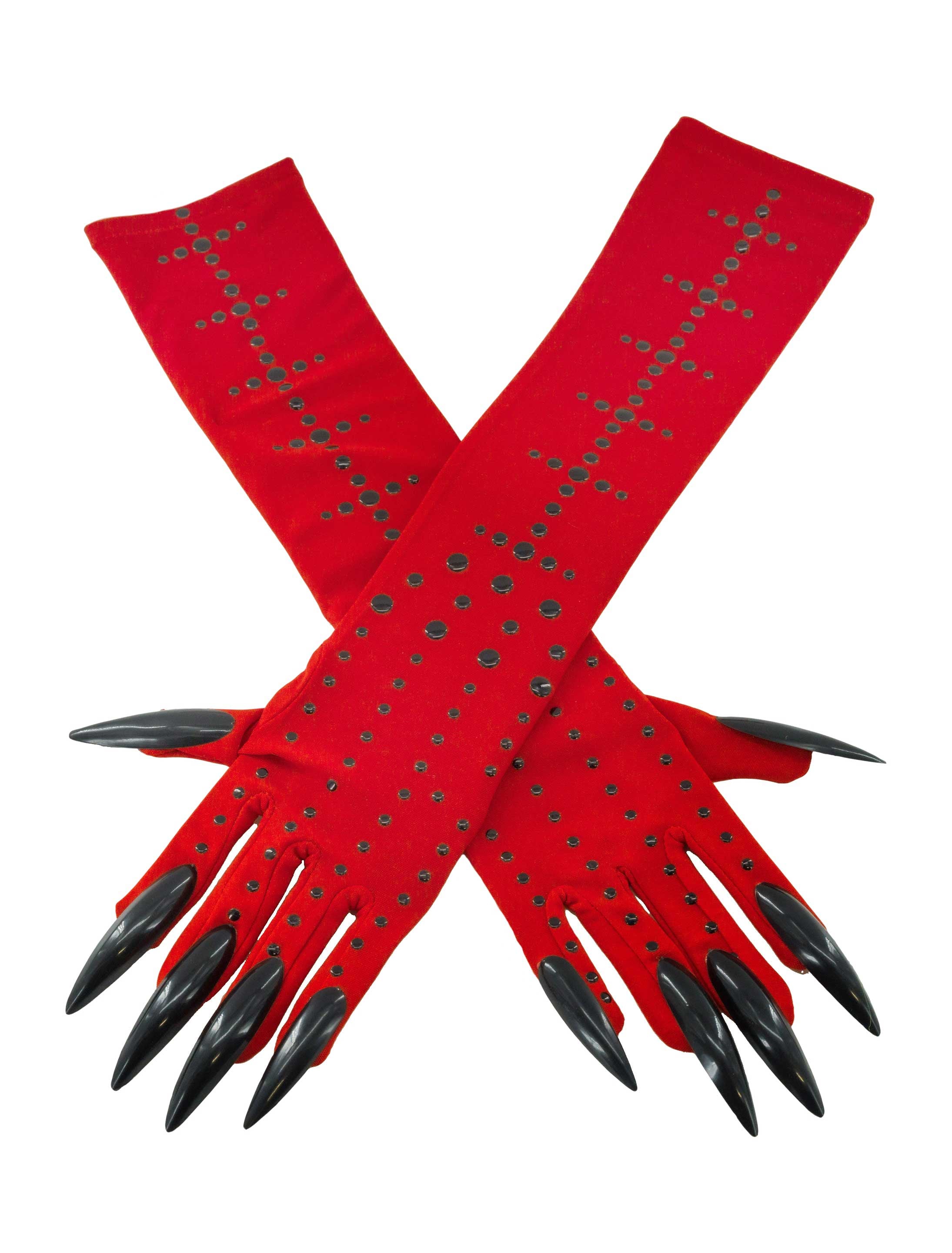 Handschuhe 43cm mit Fingernägeln rot one size