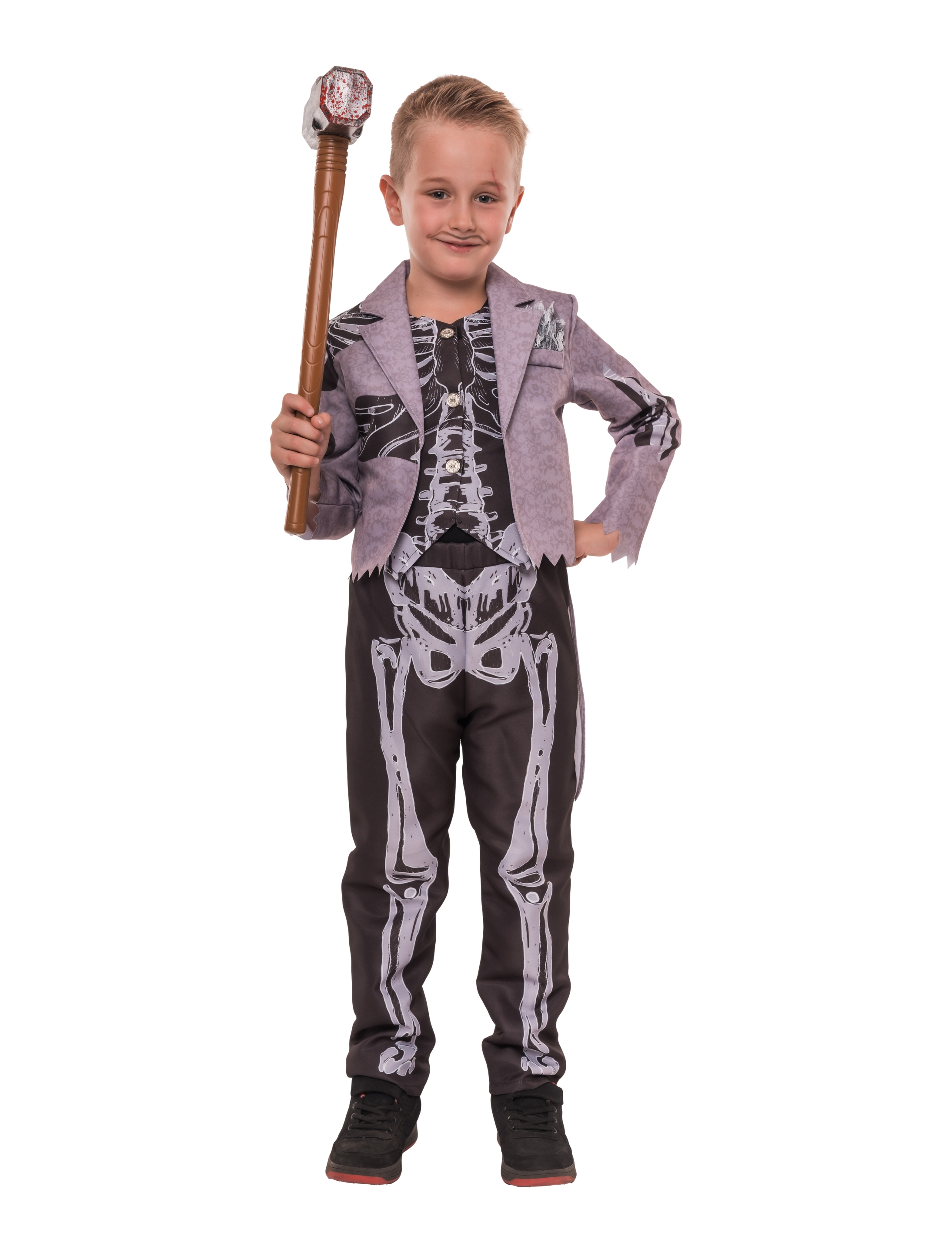 Kostüm Skelett 2-tlg. Kinder schwarz/grau 4-6 Jahre