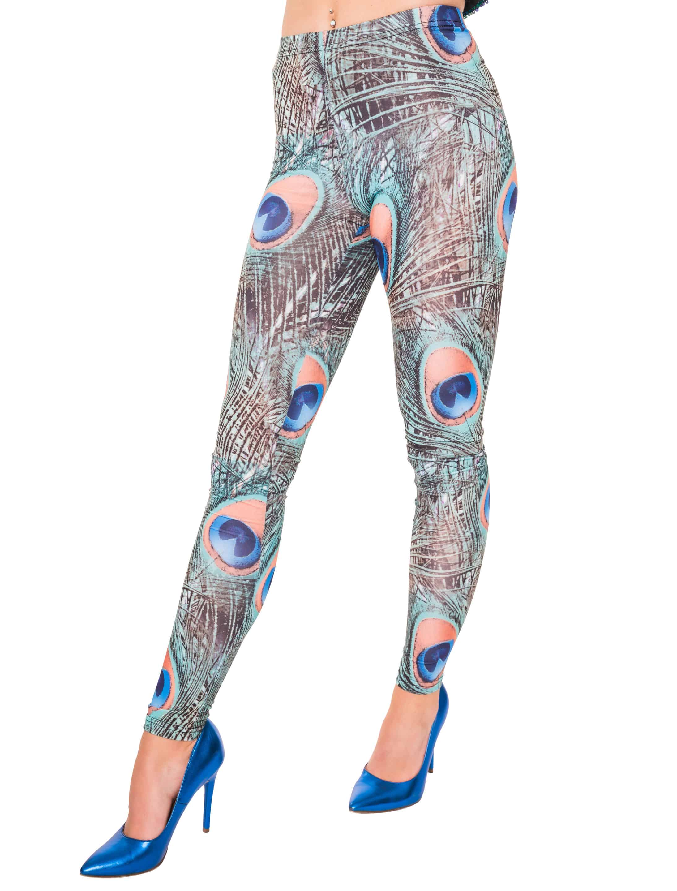 Leggings Pfau türkis/braun L/XL