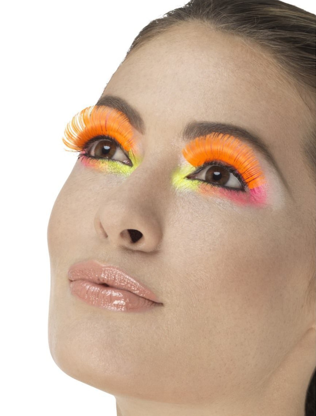 Wimpern 80er Jahre  Damen neonorange