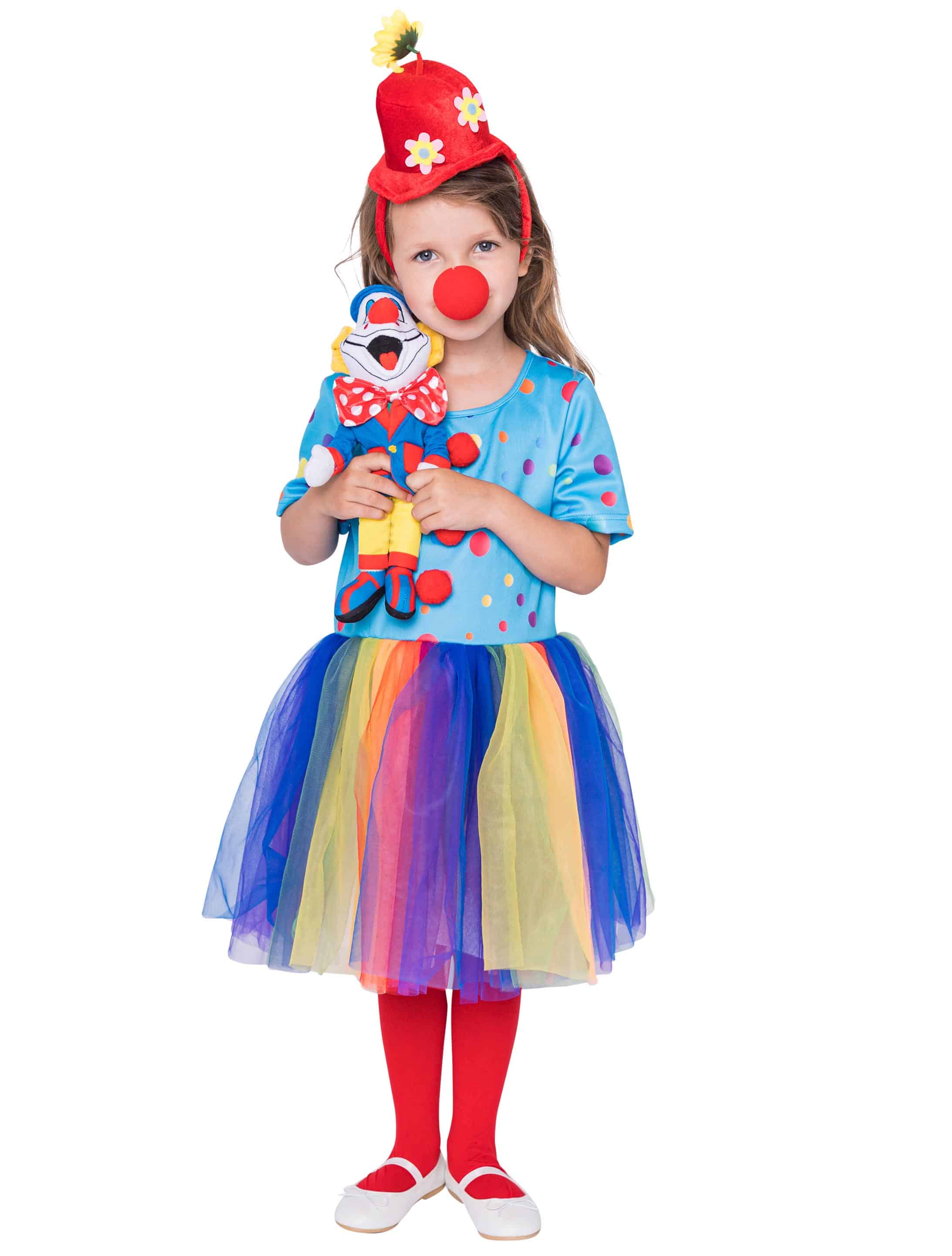 Kleid Regenbogen Clown Kinder bunt 152